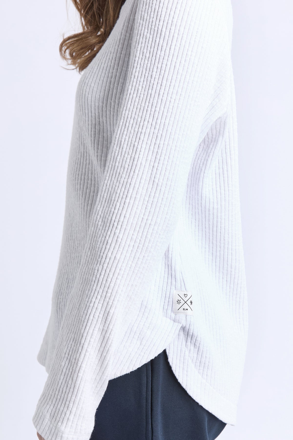Veronica Rib Long Sleeve Tee White