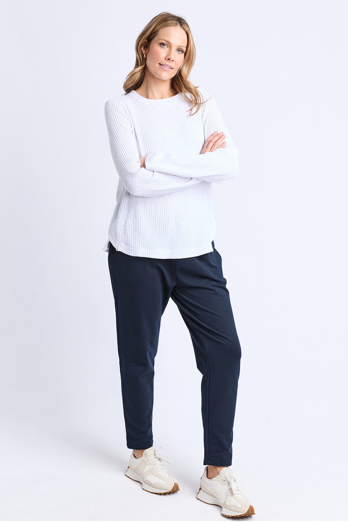 Veronica Rib Long Sleeve Tee White