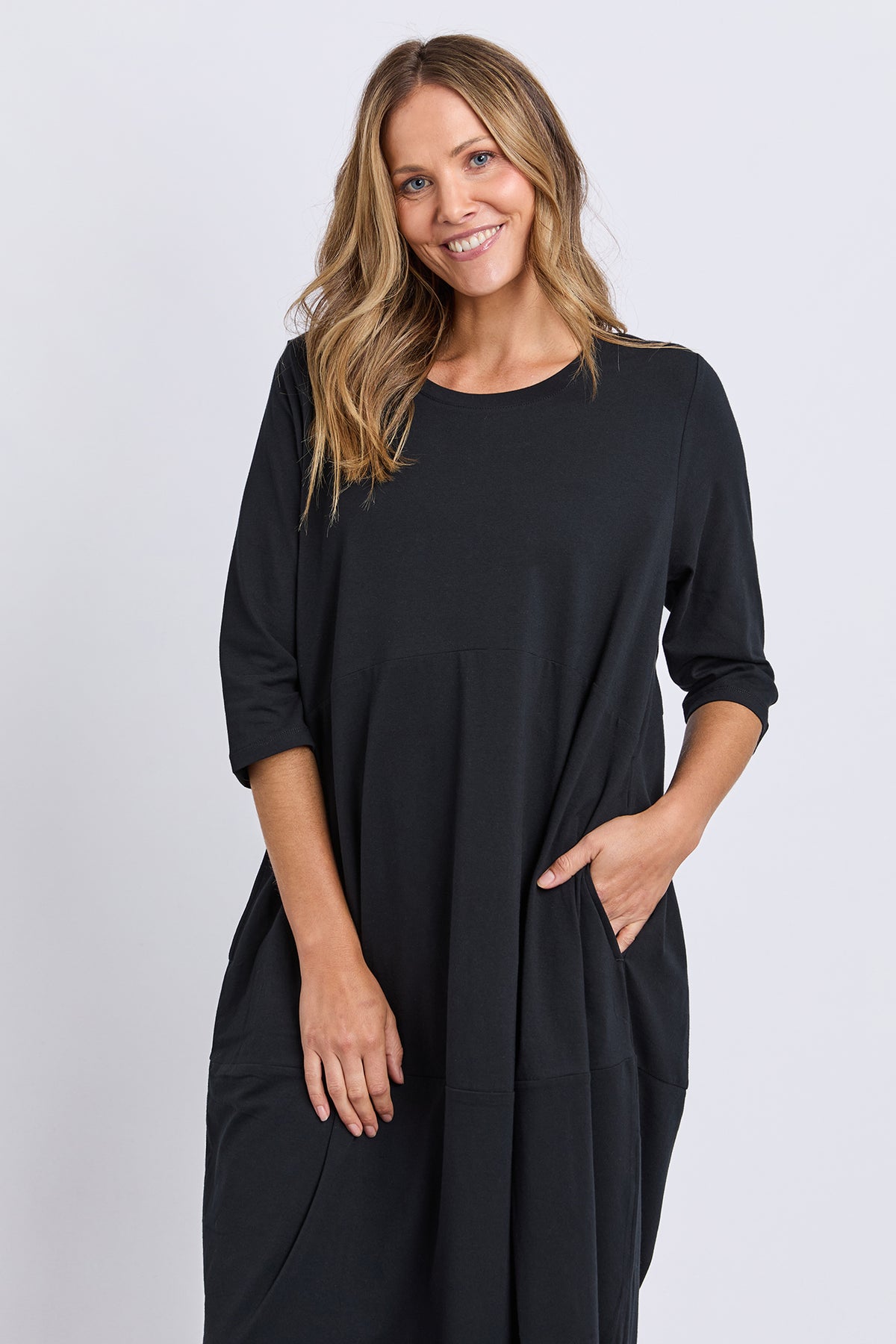 Diana Dress 3/4 Sleeve Black