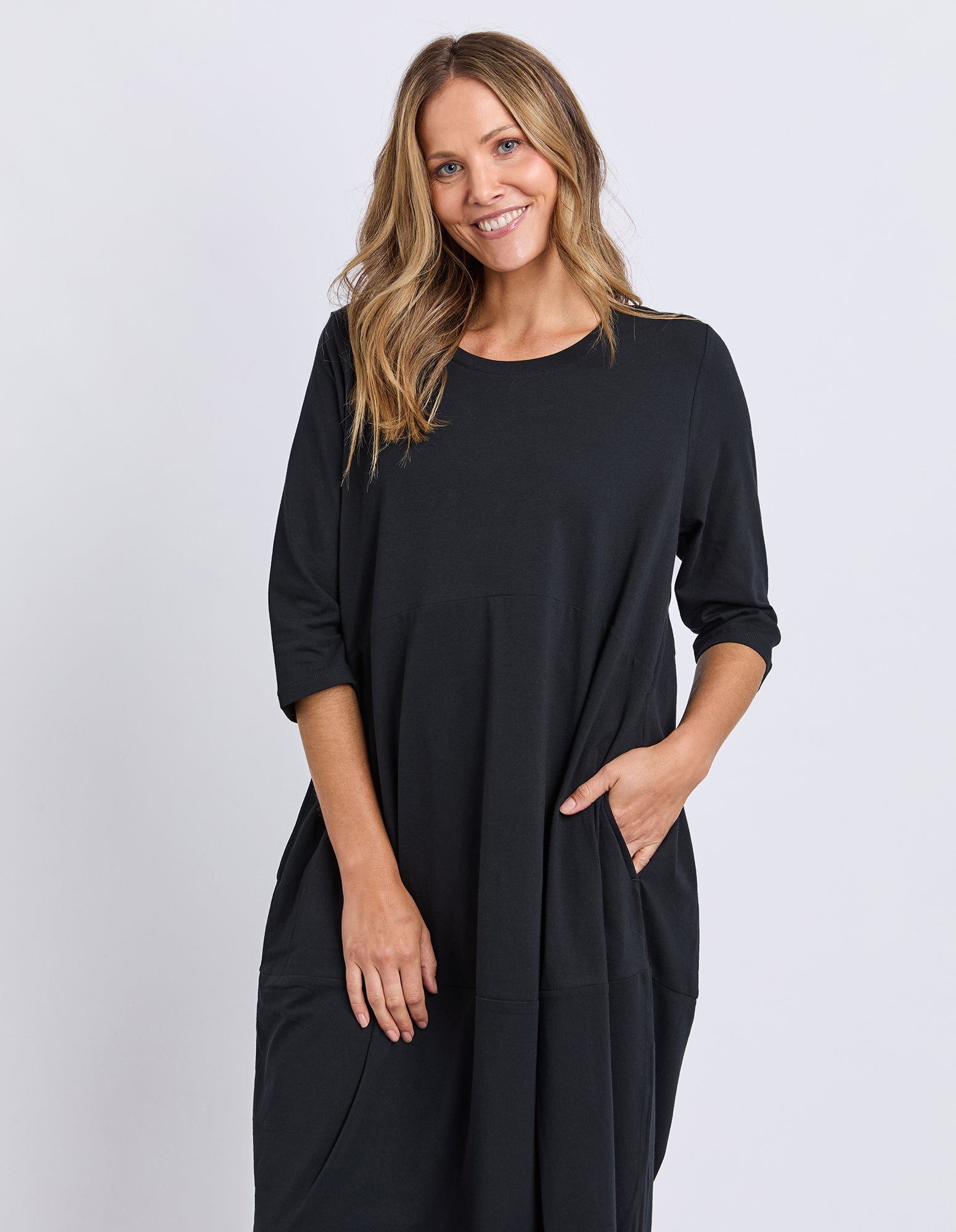 Diana Dress 3/4 Sleeve Black