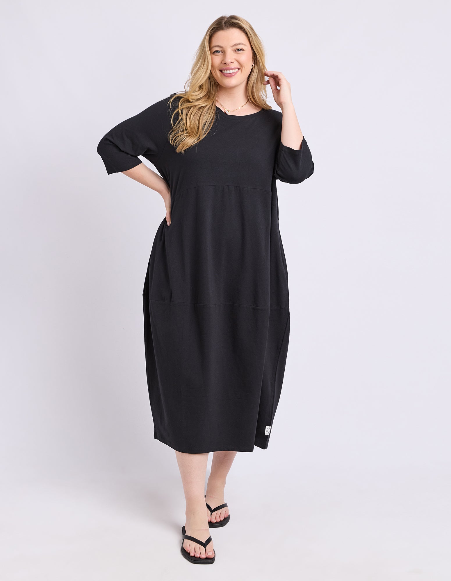 Diana Dress 3/4 Sleeve Black
