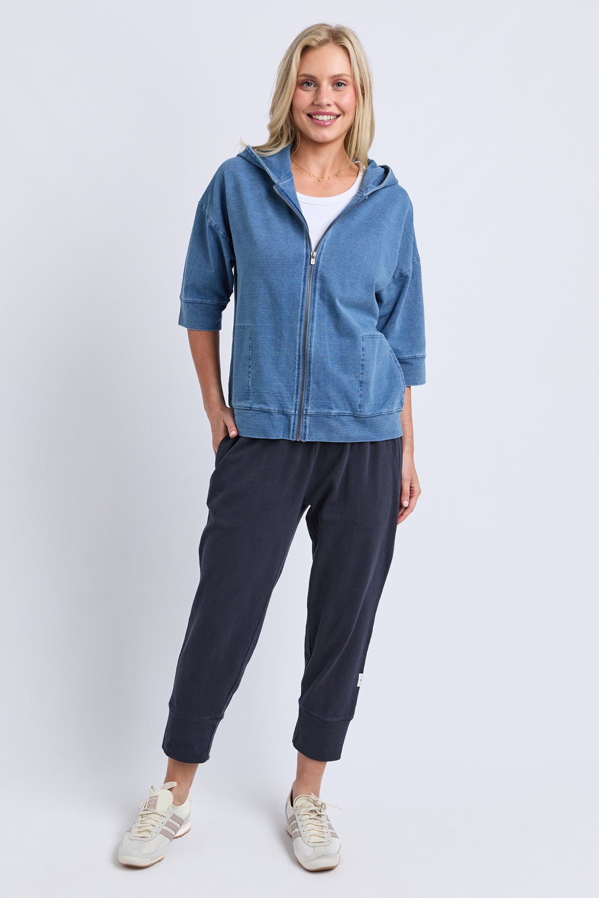Tessa Denim Look Hoodie Blue Denim Look