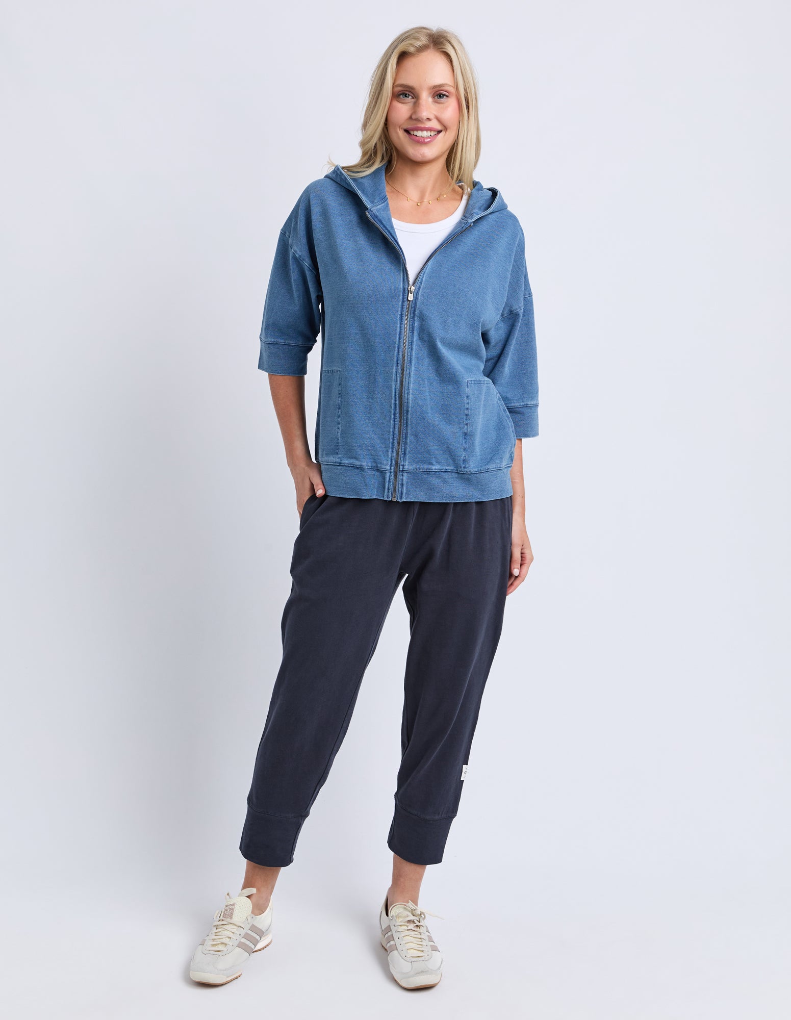Tessa Denim Look Hoodie Blue Denim Look
