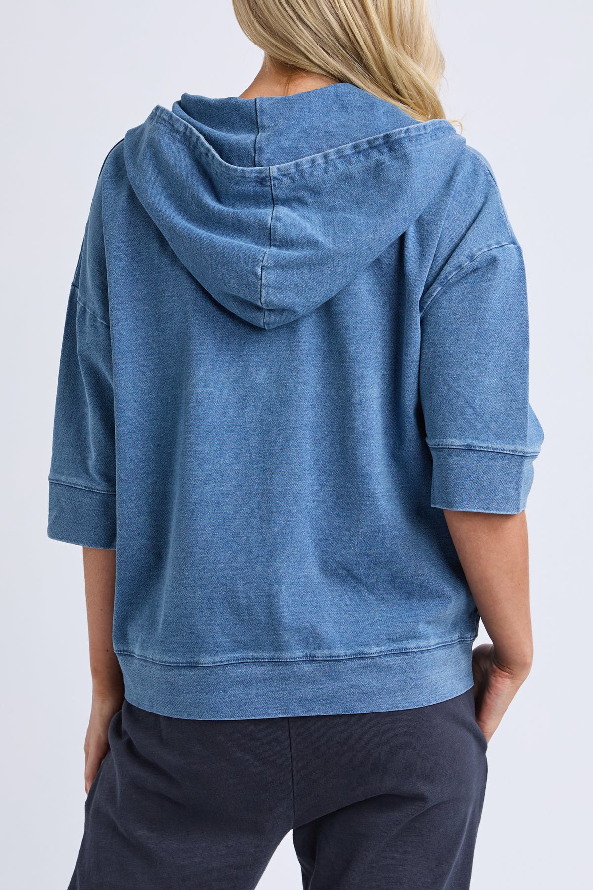 Tessa Denim Look Hoodie Blue Denim Look