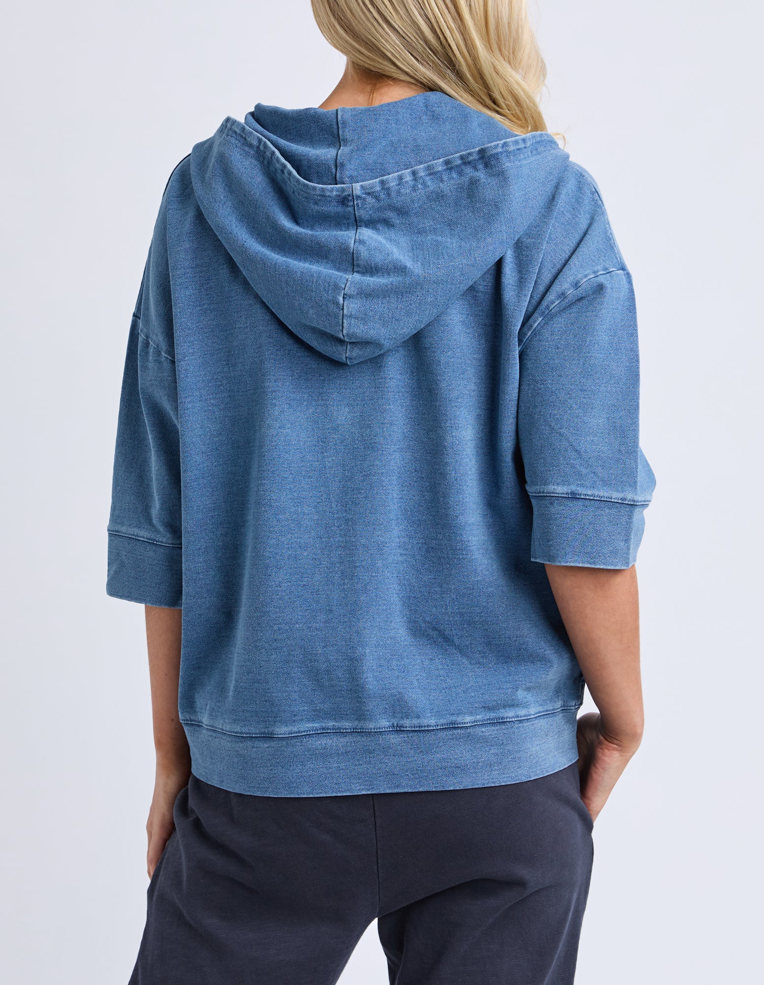 Tessa Denim Look Hoodie Blue Denim Look