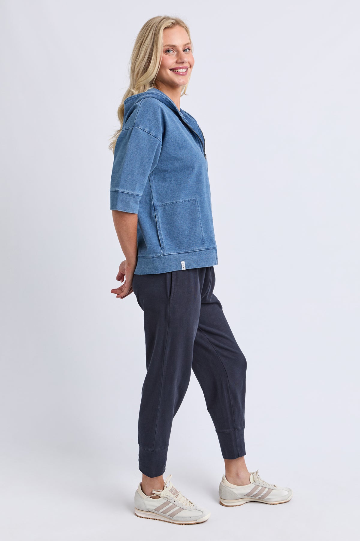 Tessa Denim Look Hoodie Blue Denim Look