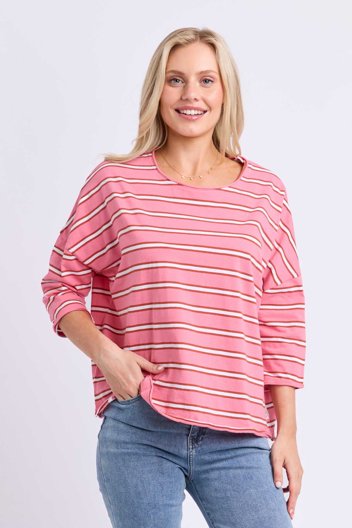 Anya Long Sleeve Tee Stripe Pink Lemonade