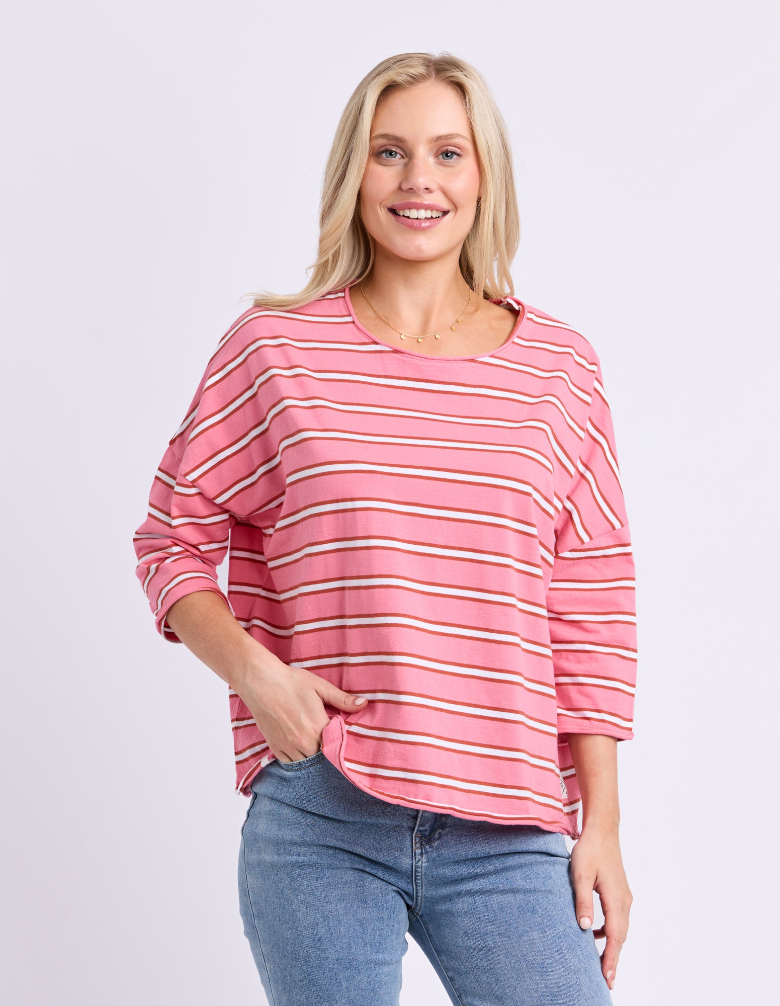 Anya Long Sleeve Tee Stripe Pink Lemonade
