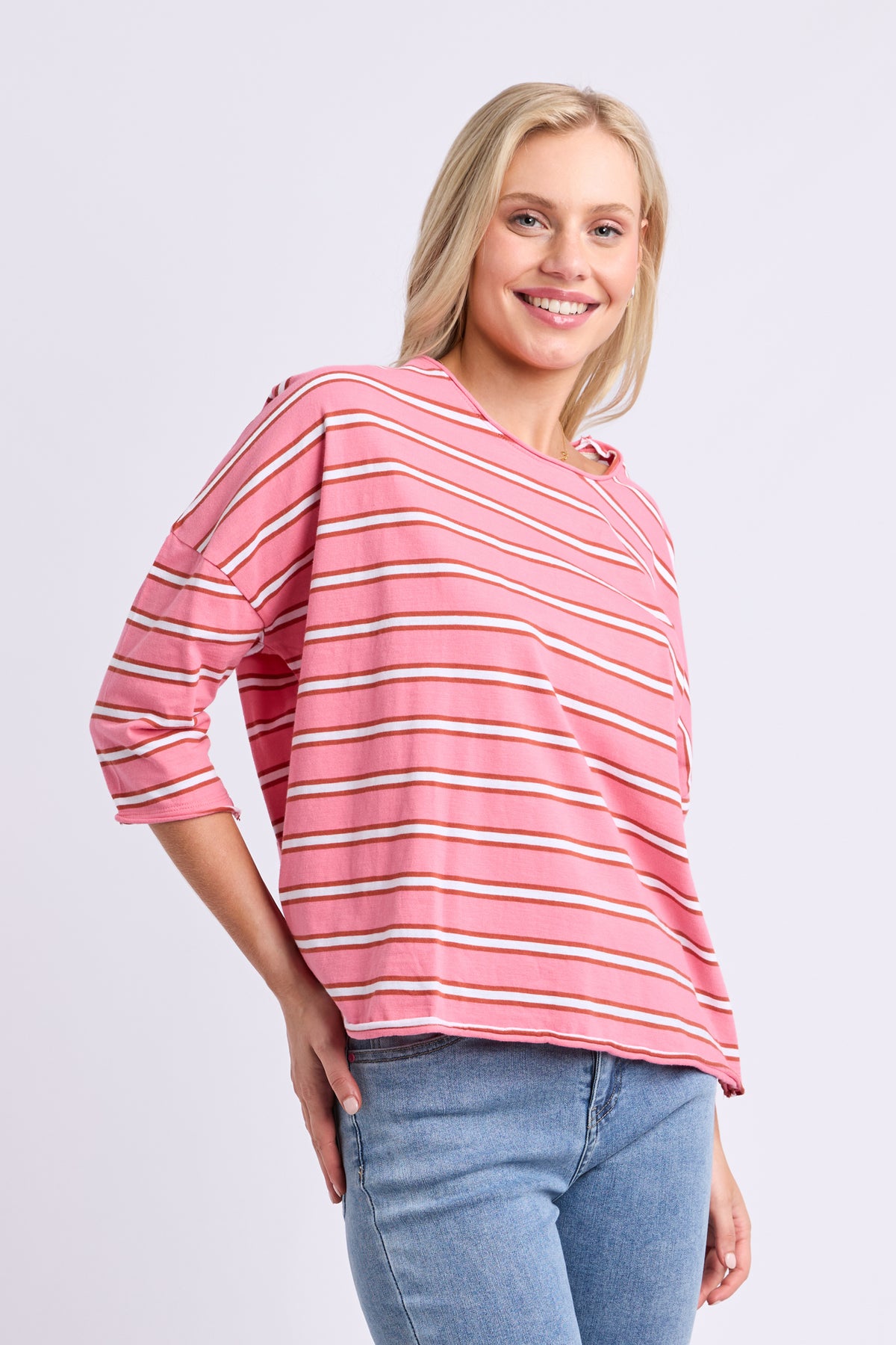 Anya Long Sleeve Tee Stripe Pink Lemonade