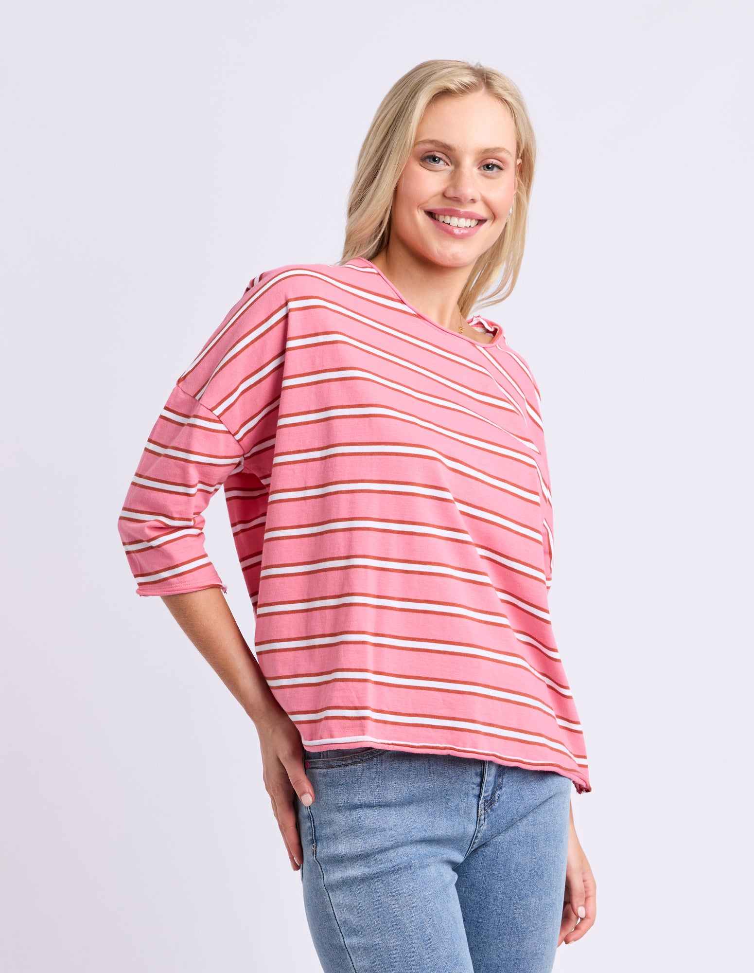 Anya Long Sleeve Tee Stripe Pink Lemonade