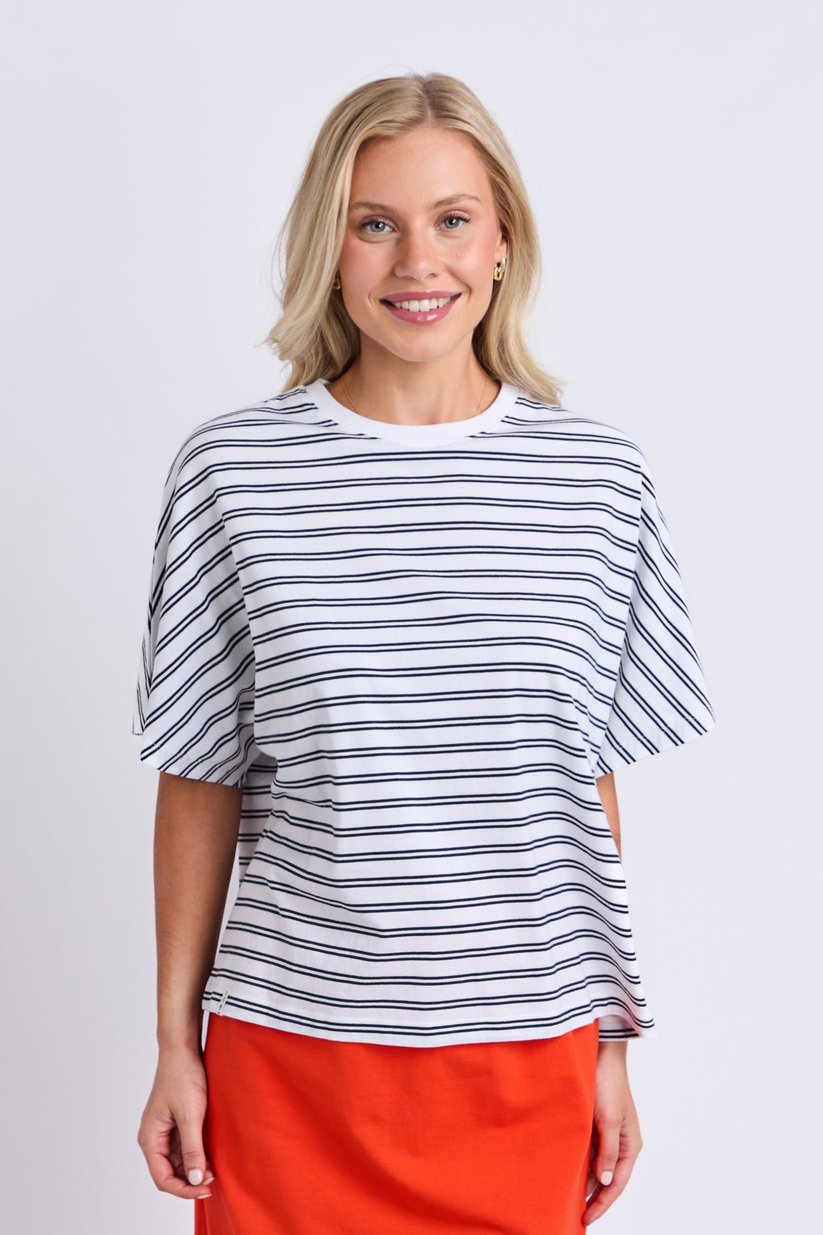Luna Short Sleeve Tee White/Navy Stripe