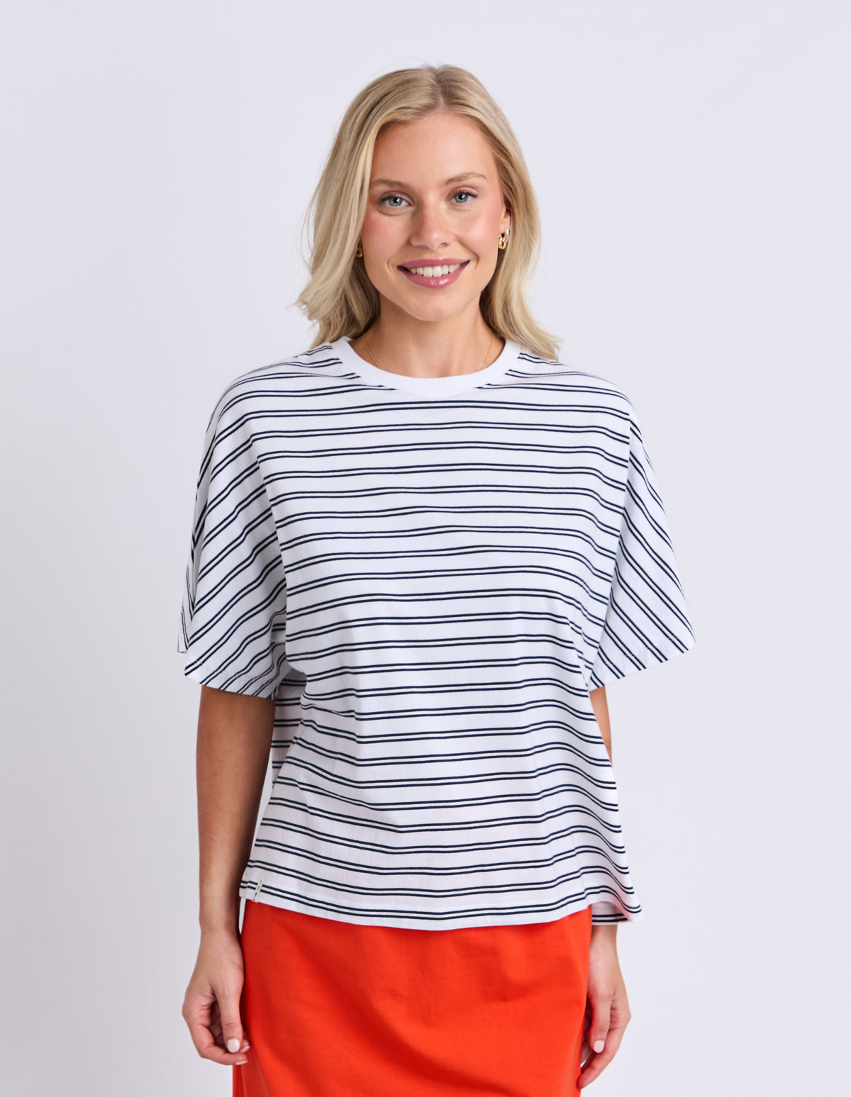 Luna Short Sleeve Tee White/Navy Stripe