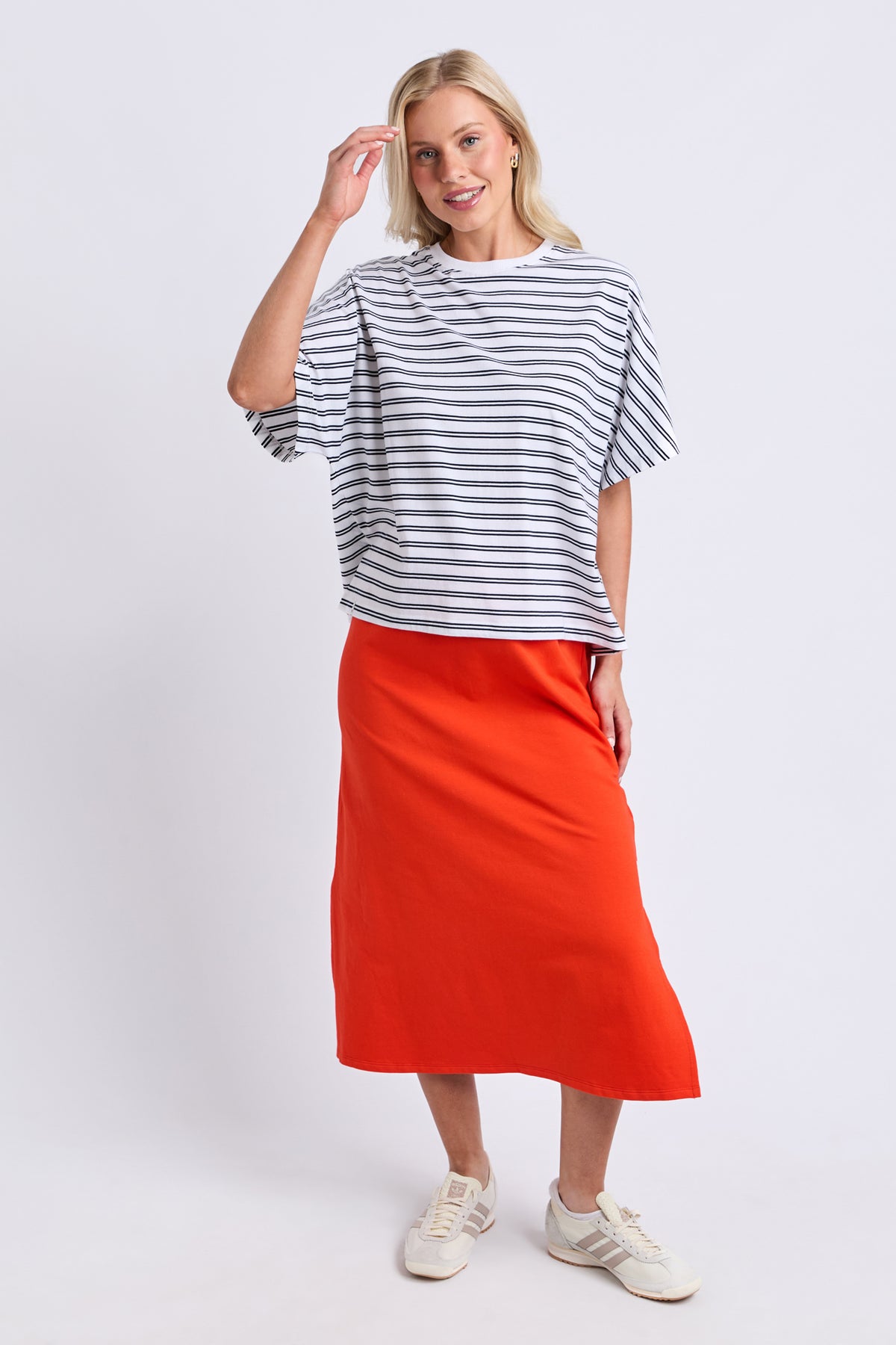 Luna Short Sleeve Tee White/Navy Stripe