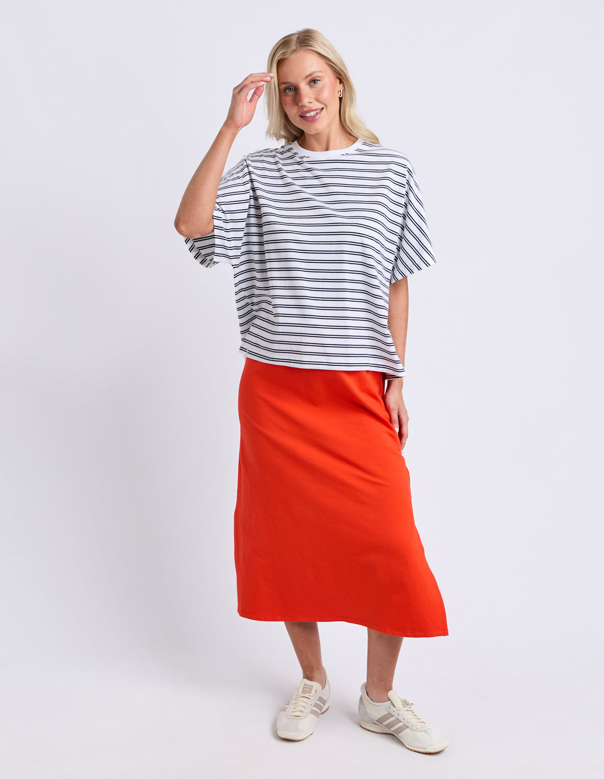 Luna Short Sleeve Tee White/Navy Stripe
