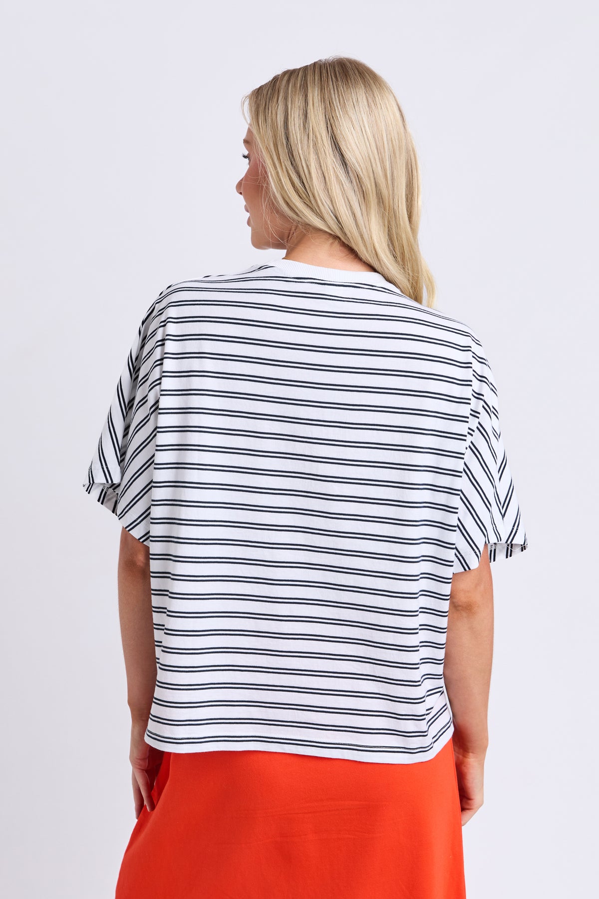 Luna Short Sleeve Tee White/Navy Stripe
