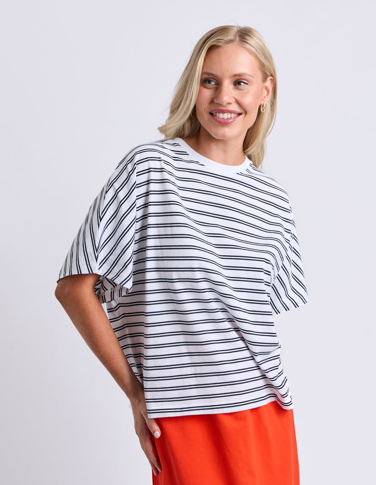 Luna Short Sleeve Tee White/Navy Stripe