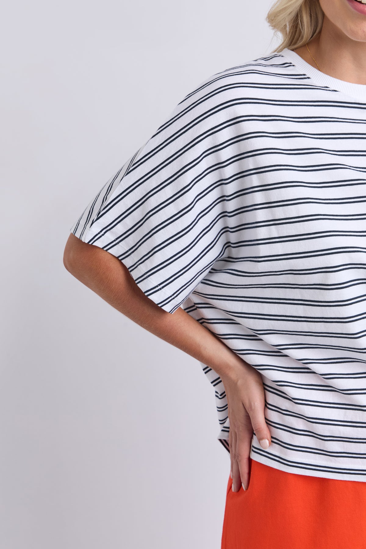 Luna Short Sleeve Tee White/Navy Stripe