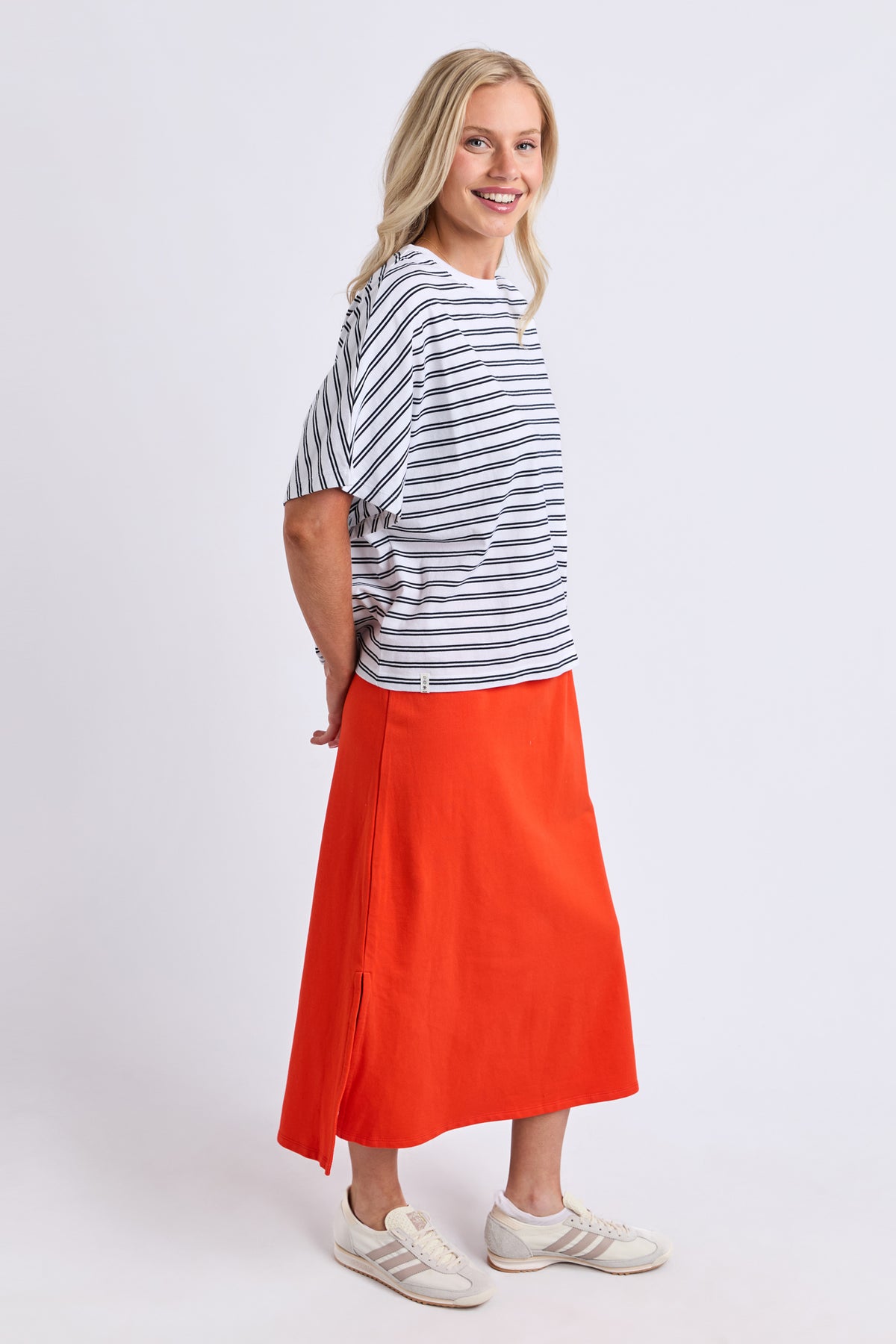 Luna Short Sleeve Tee White/Navy Stripe