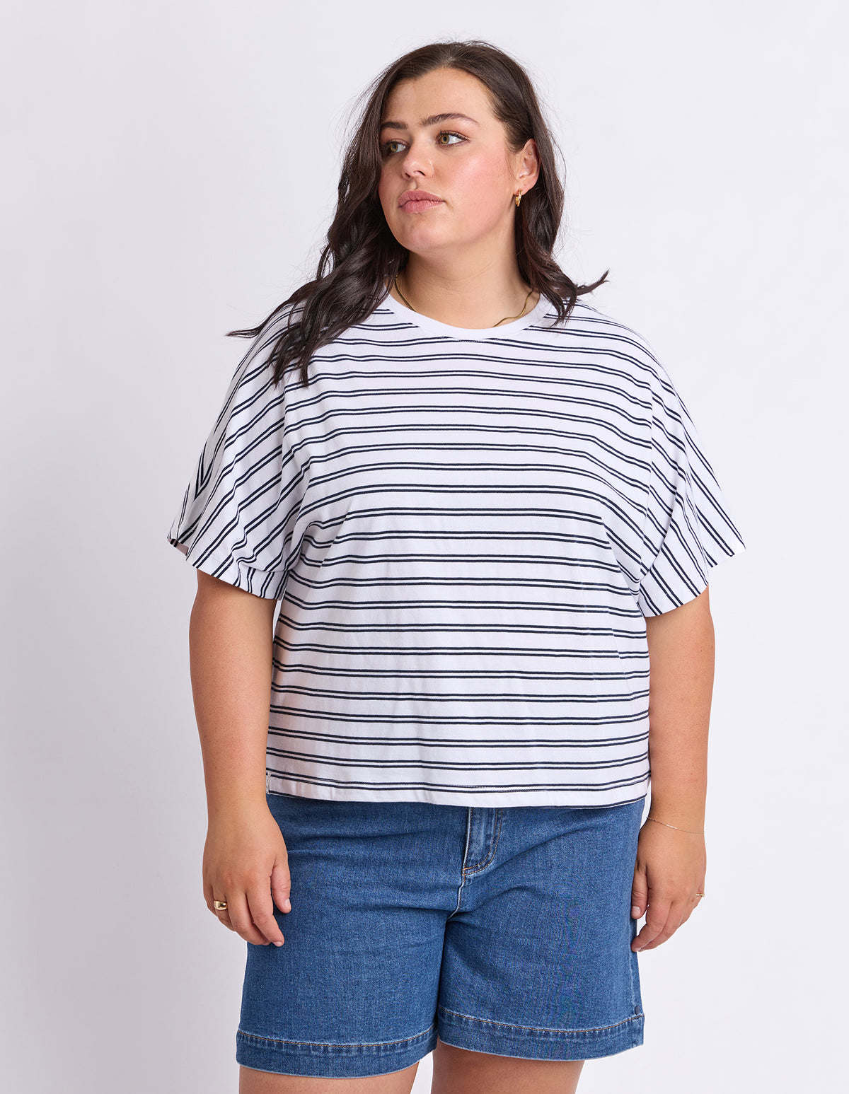 Luna Short Sleeve Tee White/Navy Stripe