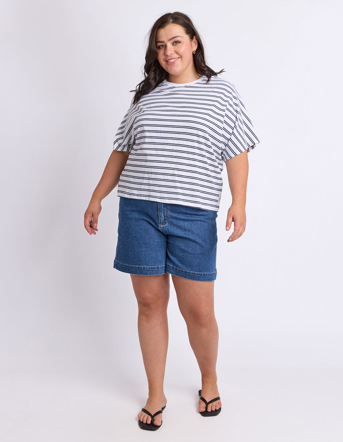 Luna Short Sleeve Tee White/Navy Stripe