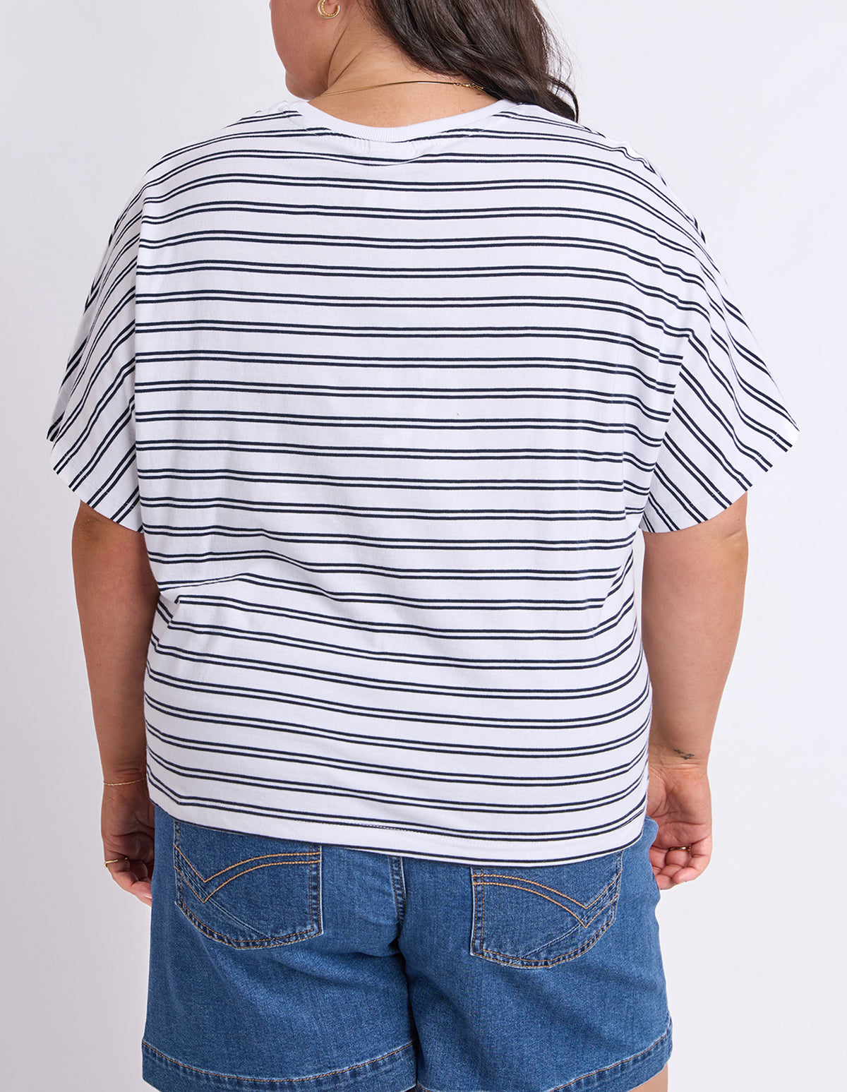 Luna Short Sleeve Tee White/Navy Stripe