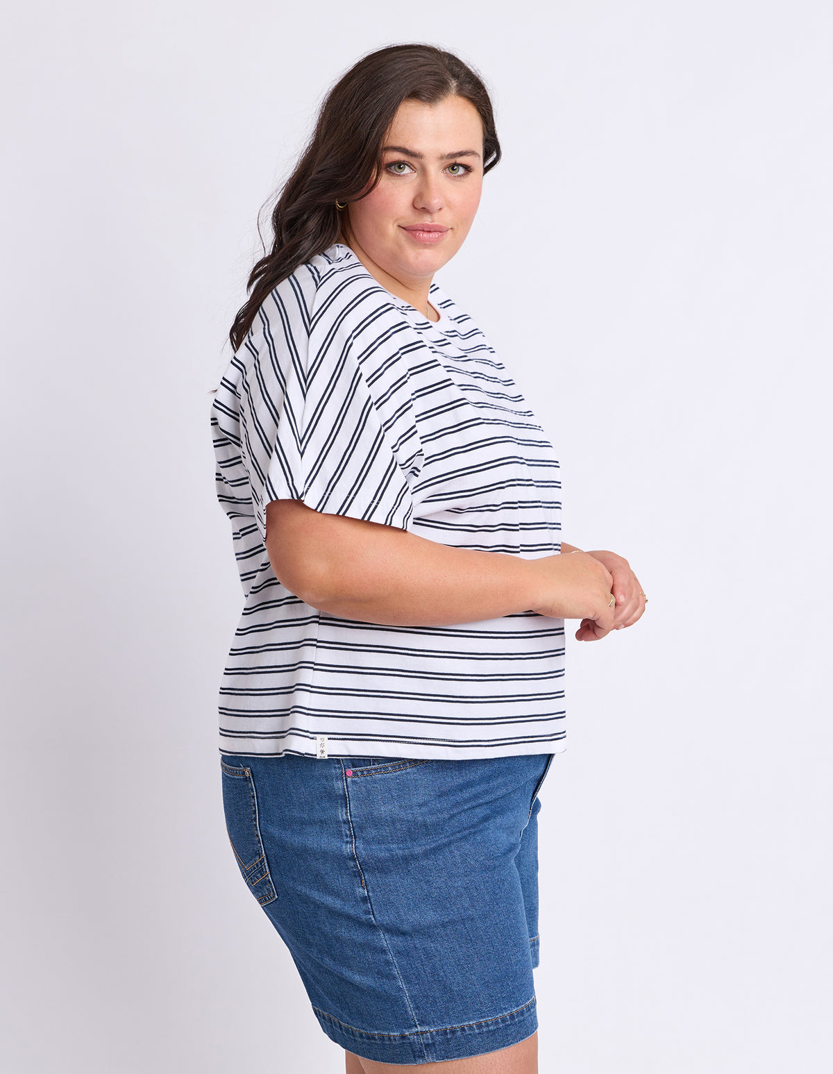 Luna Short Sleeve Tee White/Navy Stripe
