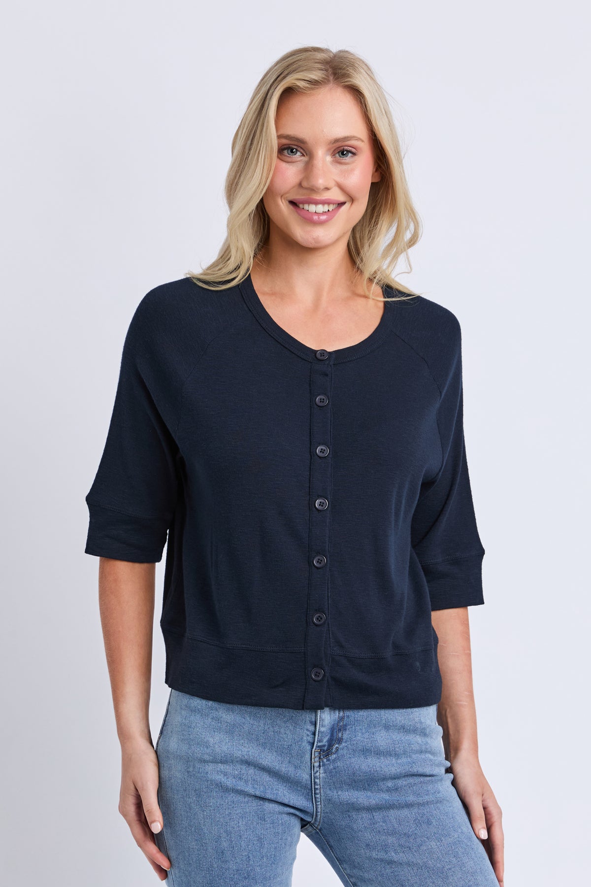 Yvette Short Sleeve Cardi Navy