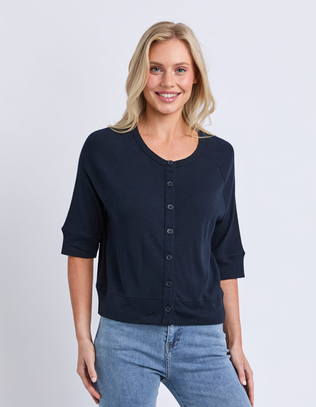 Yvette Short Sleeve Cardi Navy