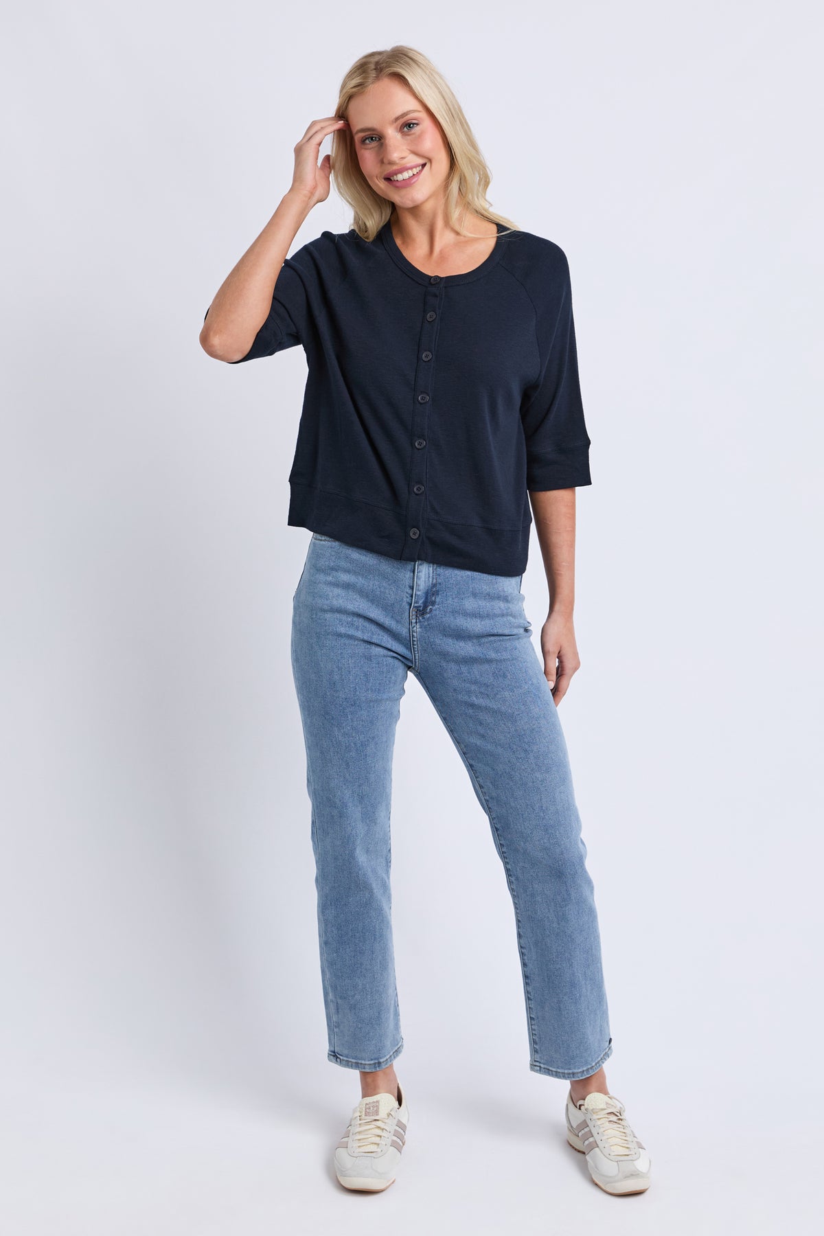 Yvette Short Sleeve Cardi Navy