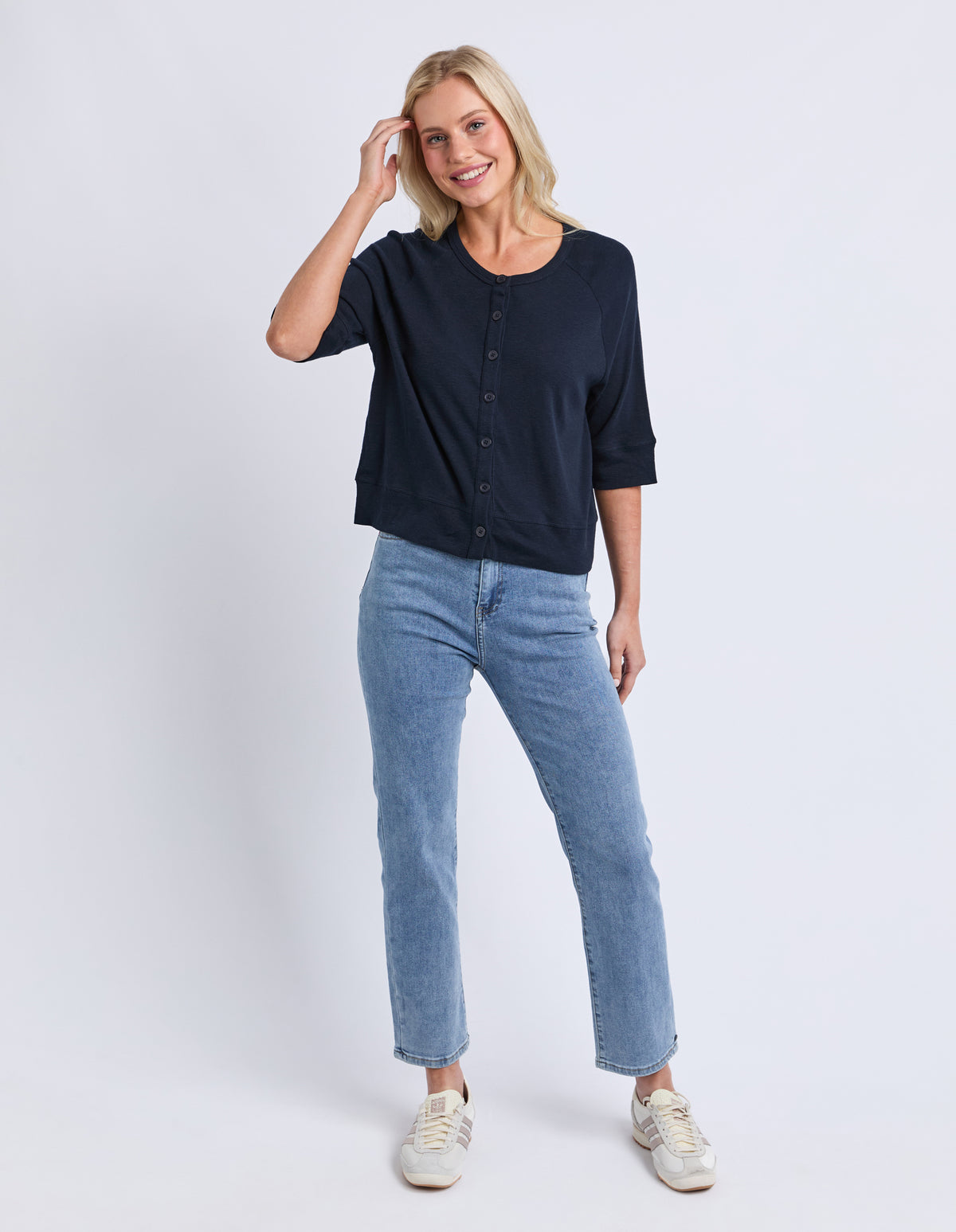 Yvette Short Sleeve Cardi Navy