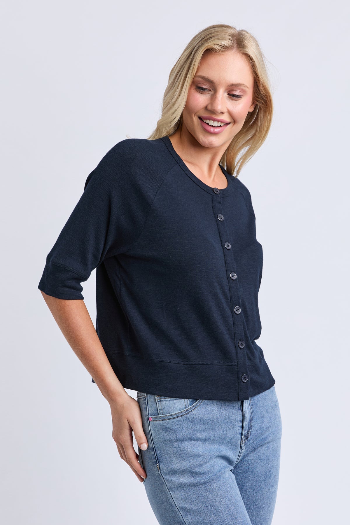 Yvette Short Sleeve Cardi Navy