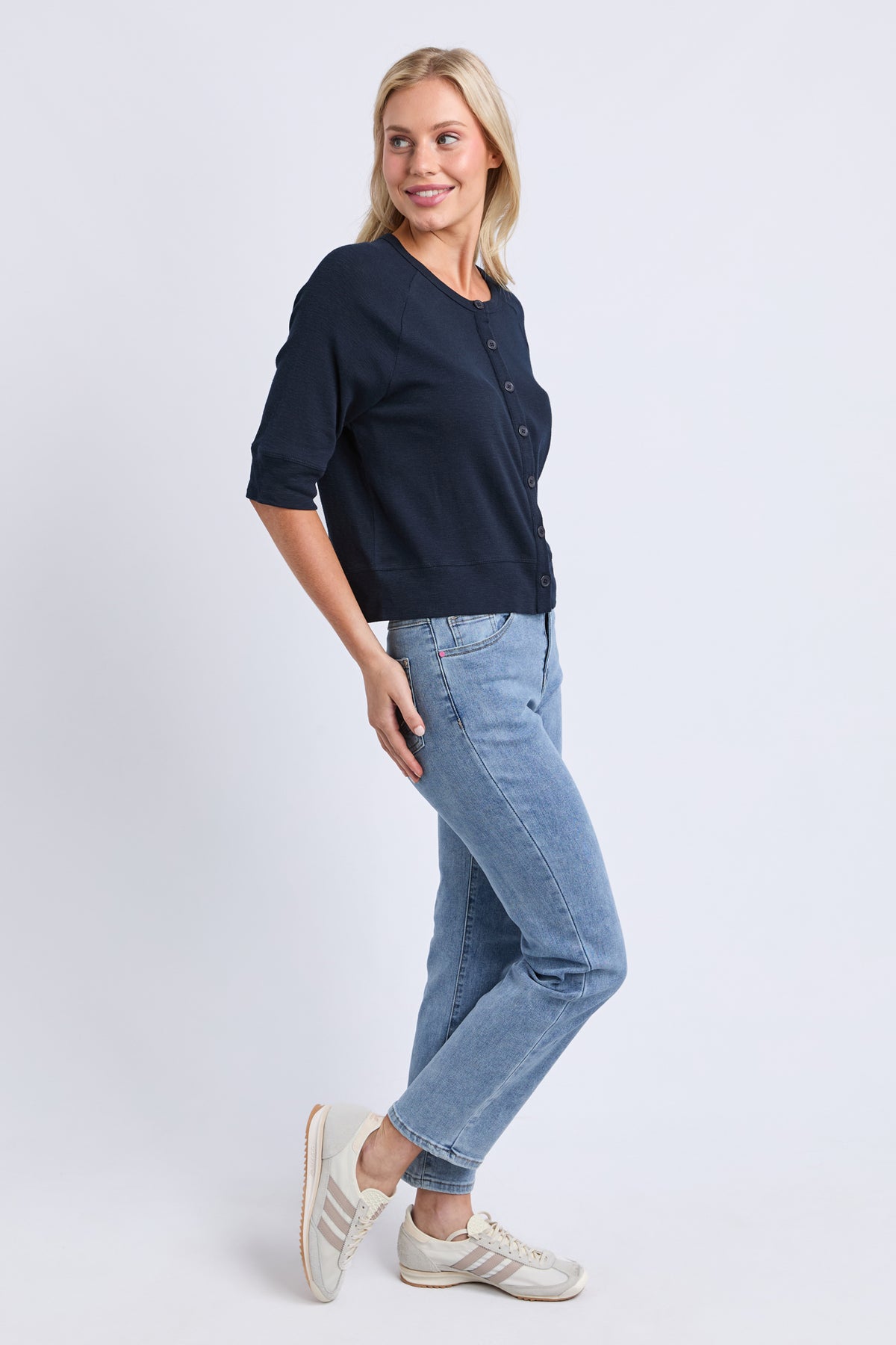 Yvette Short Sleeve Cardi Navy
