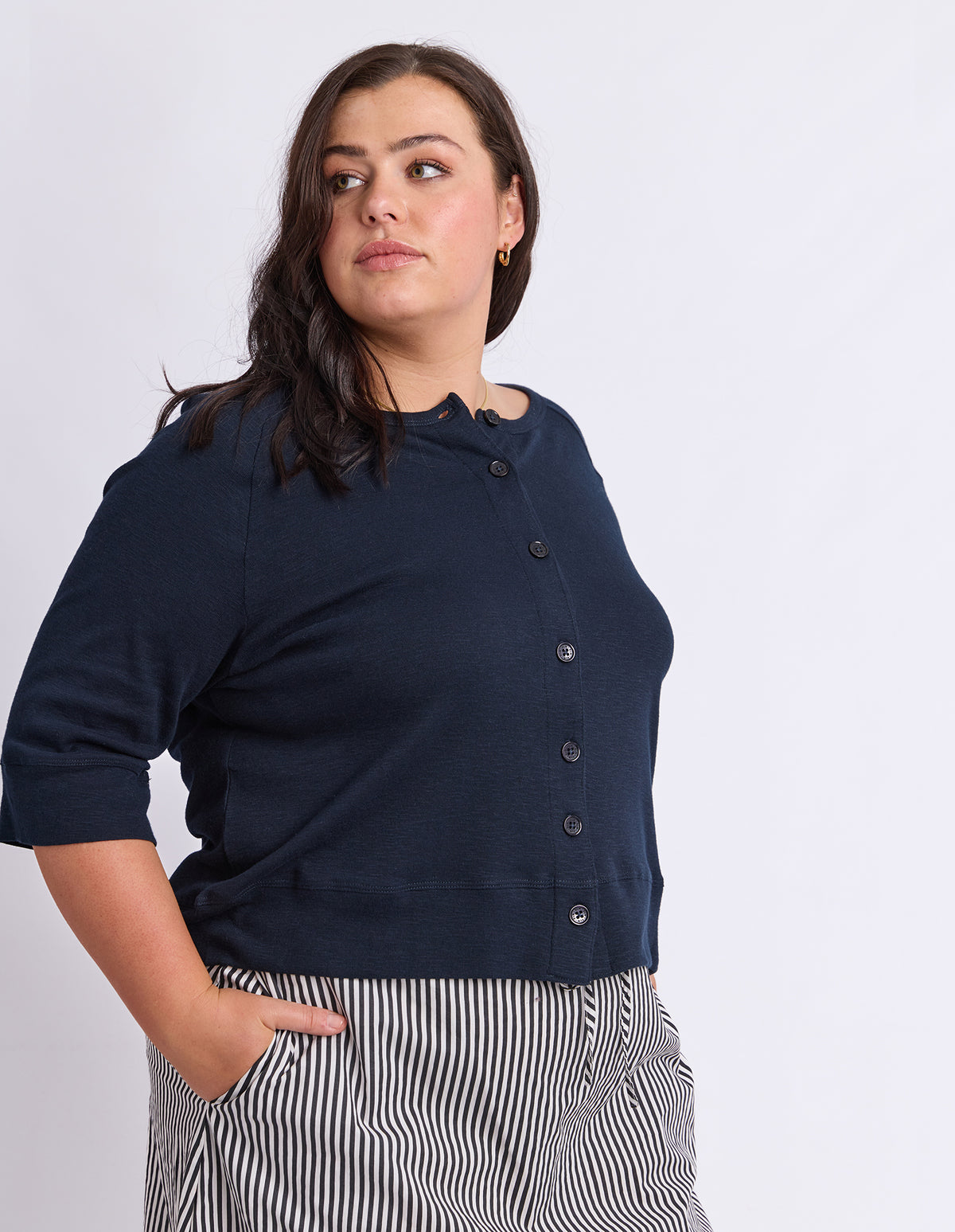 Yvette Short Sleeve Cardi Navy