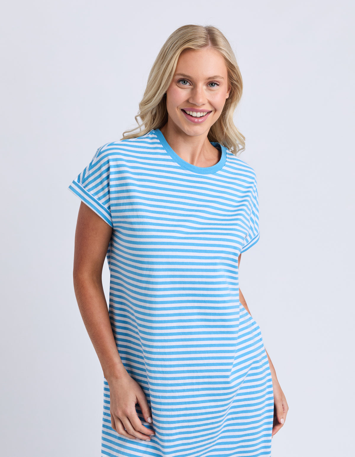 Yarra Stripe Dress Azure Blue & Wht Str