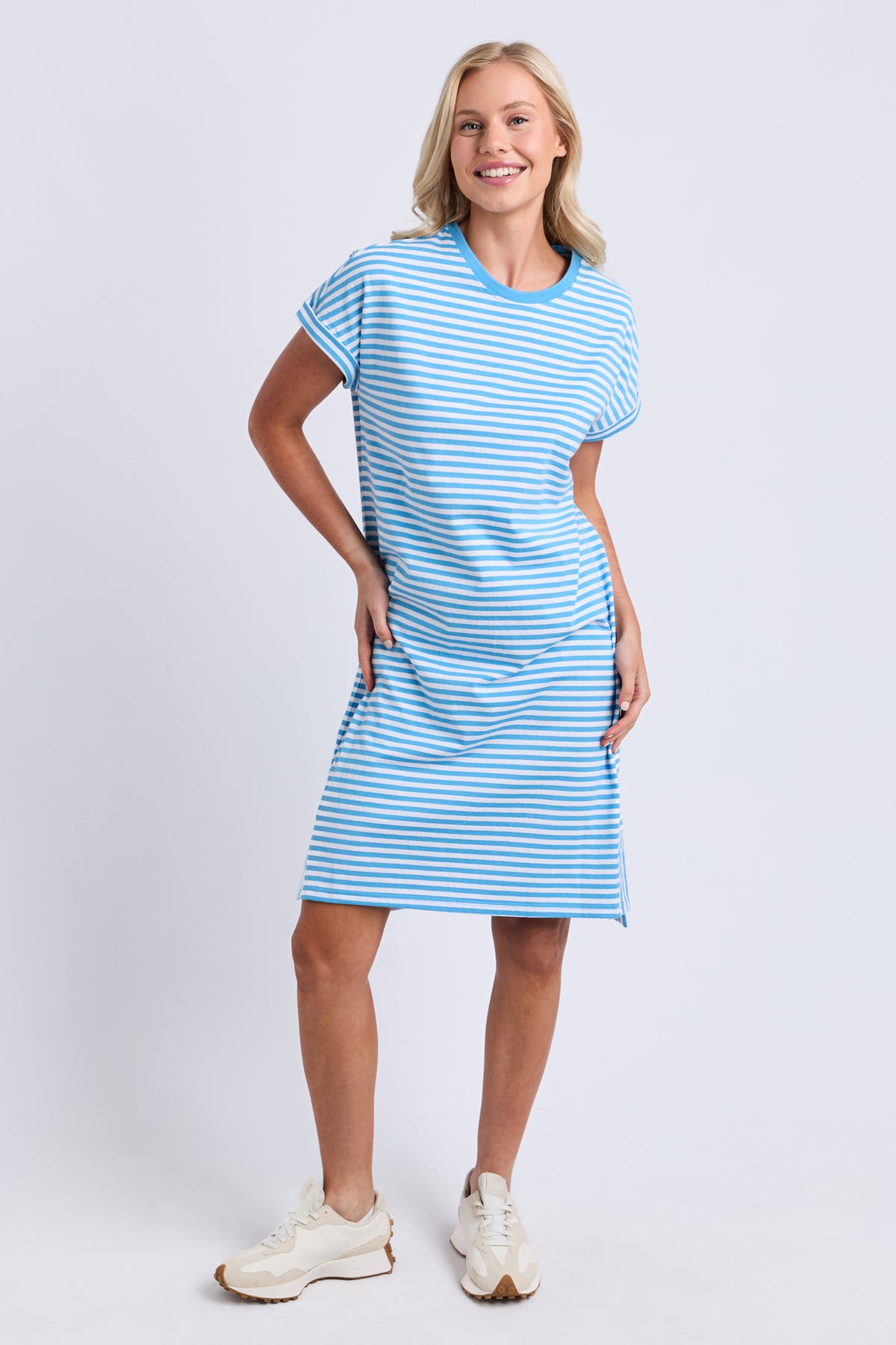 Yarra Stripe Dress Azure Blue & Wht Str
