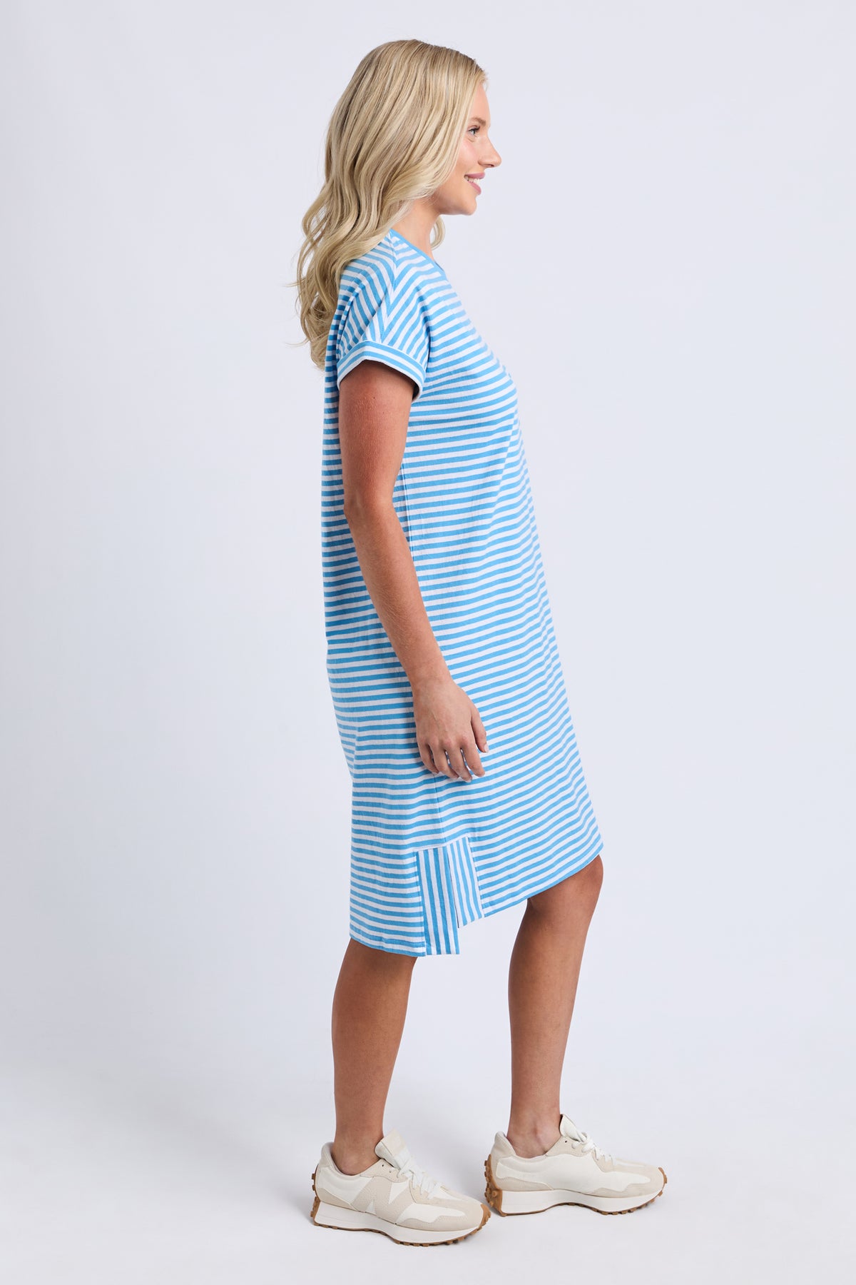 Yarra Stripe Dress Azure Blue & Wht Str