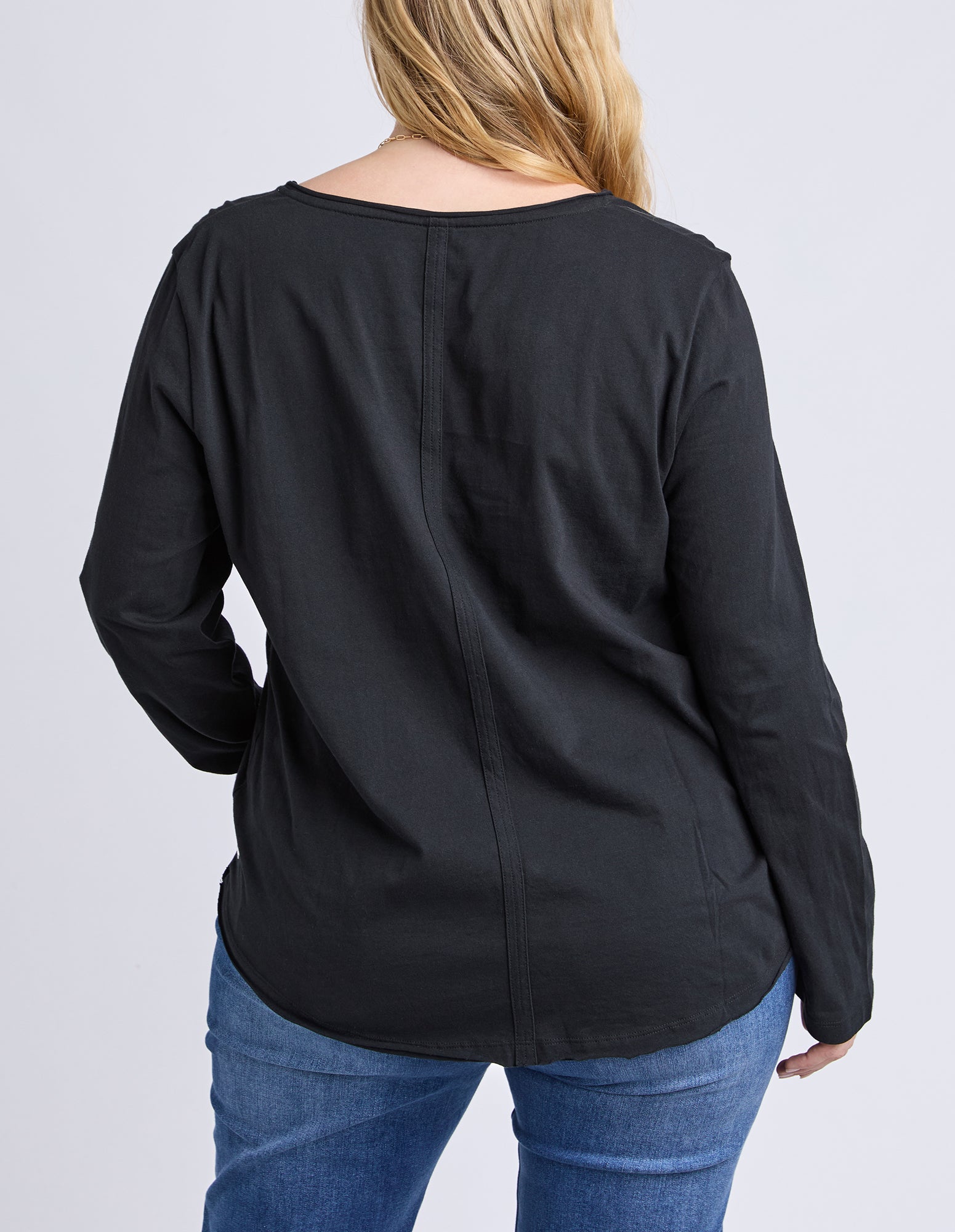 Pima Long Sleeve Vee Tee Black