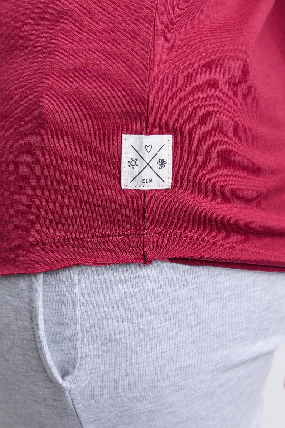 Pima Long Sleeve Vee Tee Maroon