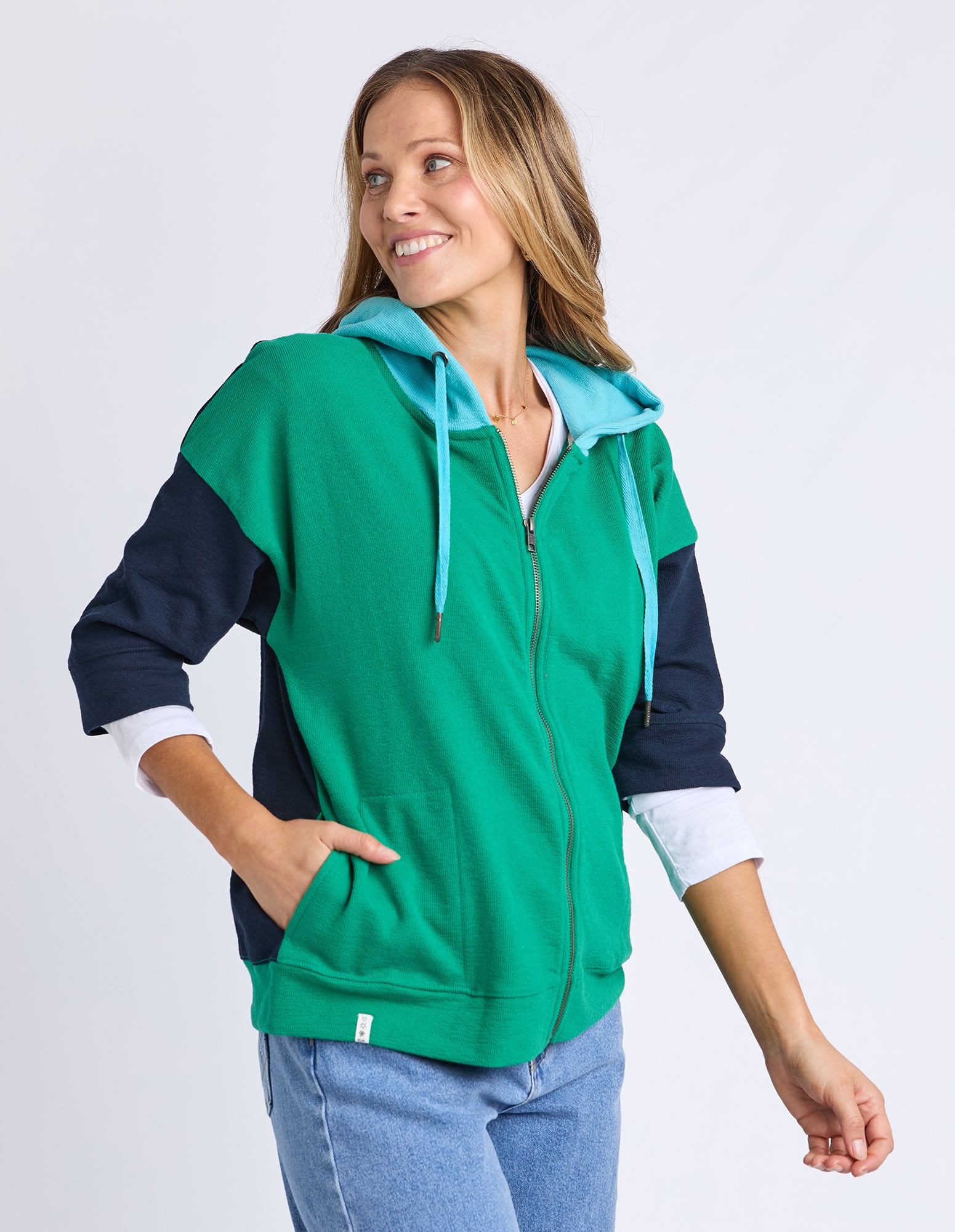 Colour Block Hoodie Virdis Green