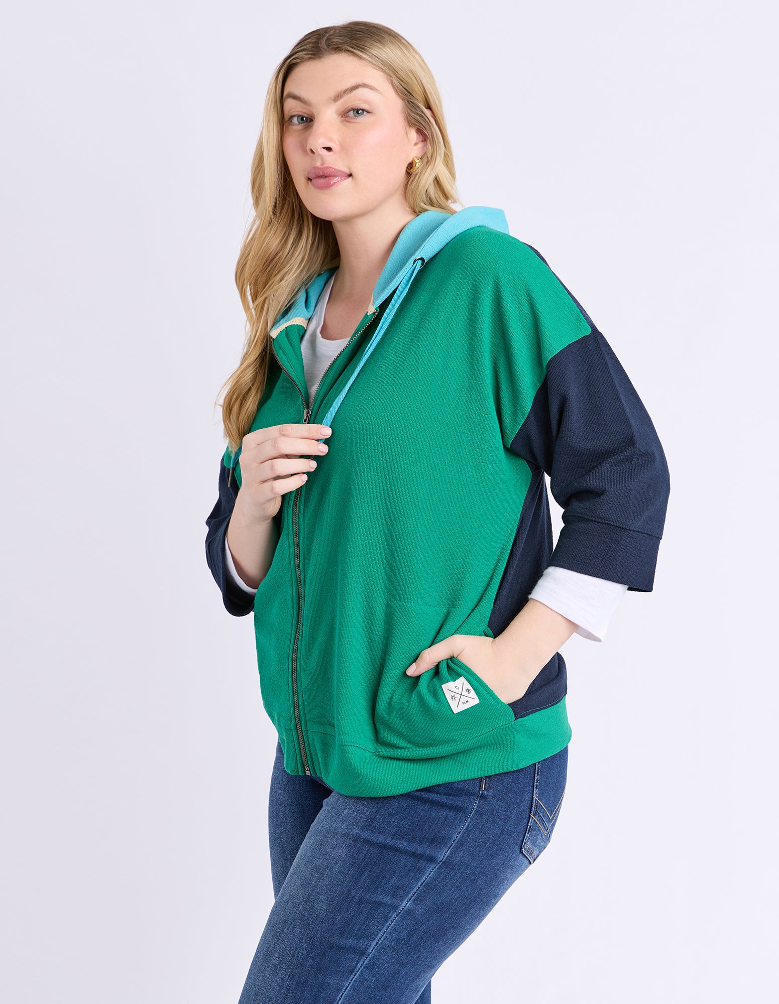 Colour Block Hoodie Virdis Green