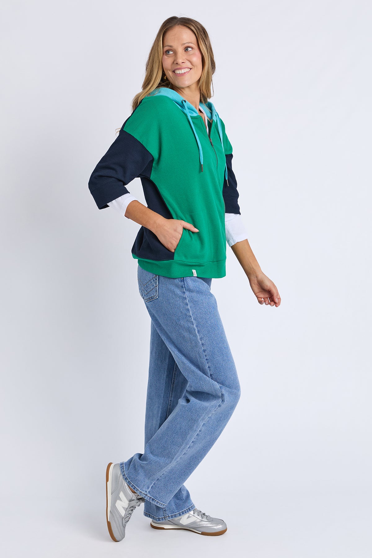 Colour Block Hoodie Virdis Green
