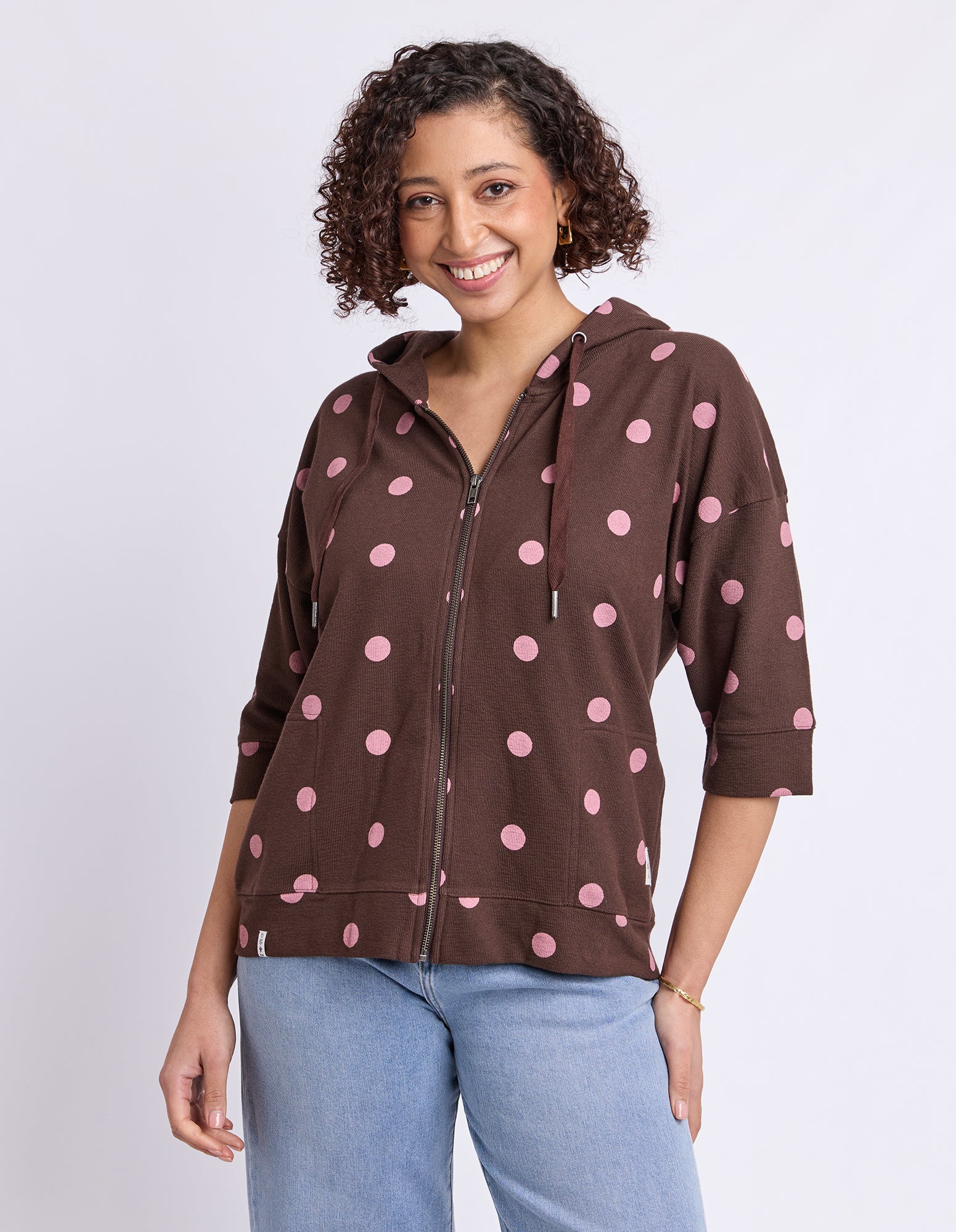 Beachy Spot Hoodie Chocolate