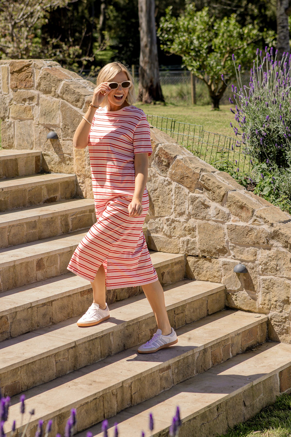 Bon Bon Dress Red And Pink Stripe