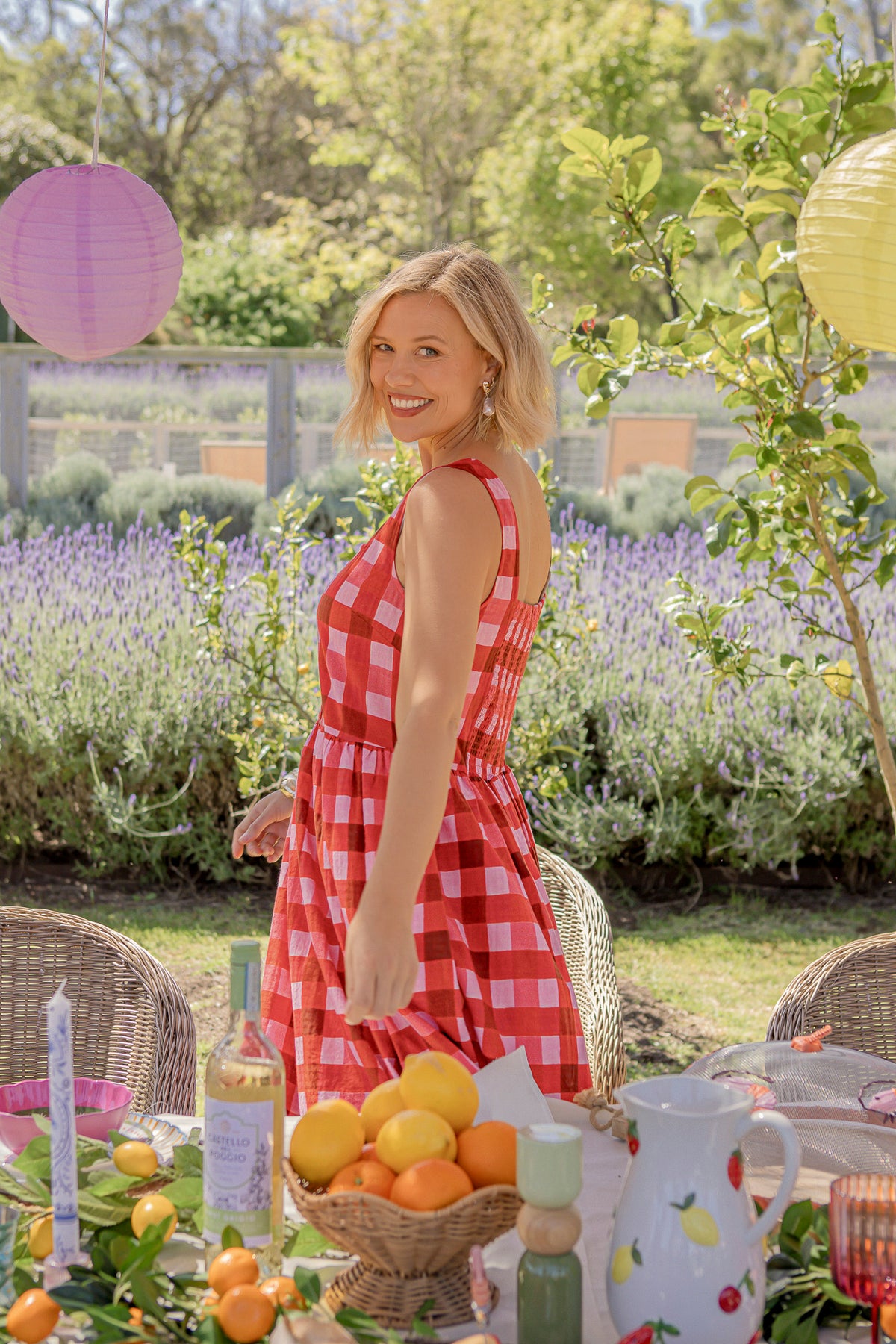 Edin Dress Poppy Check