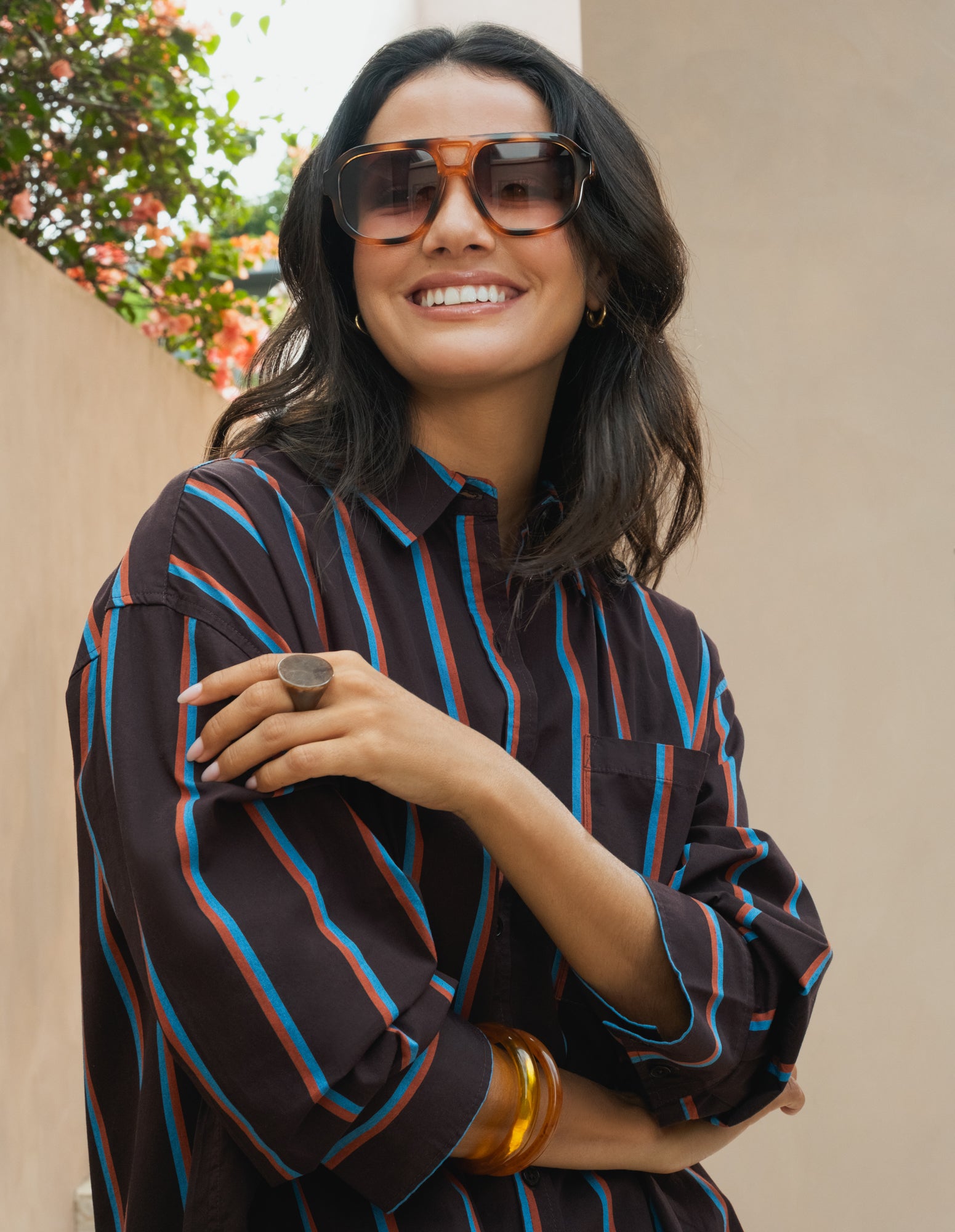 Saltair Shirt Chocolate With Blue Stripe