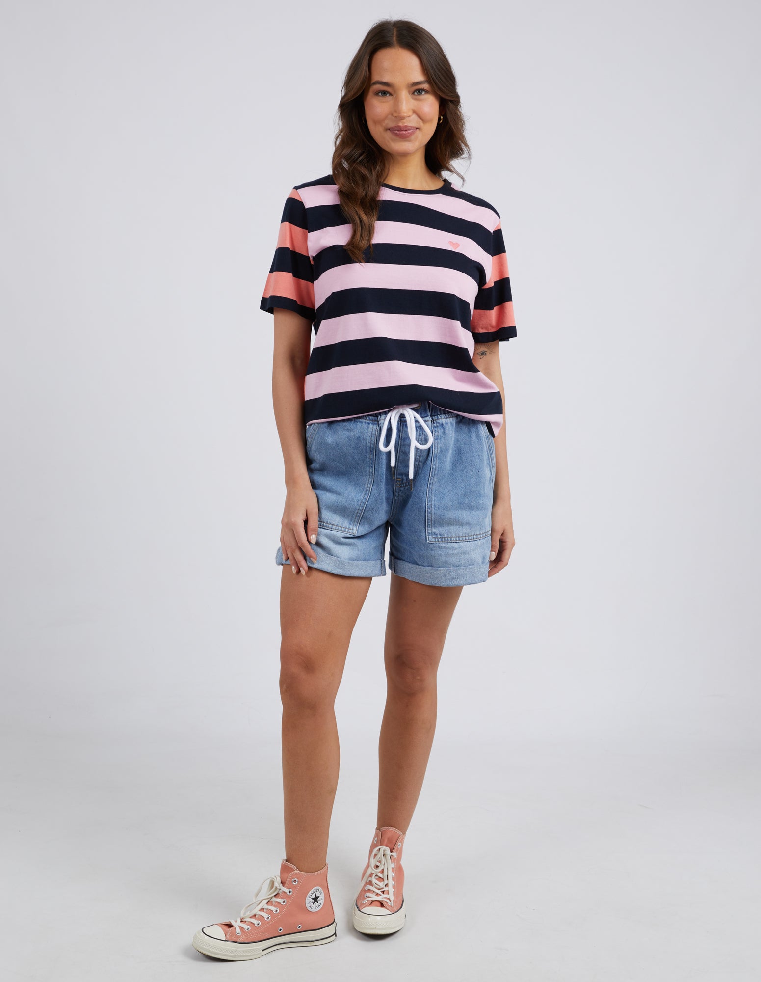 Eden Tee Lilac Navy Stripe Elm Lifestyle