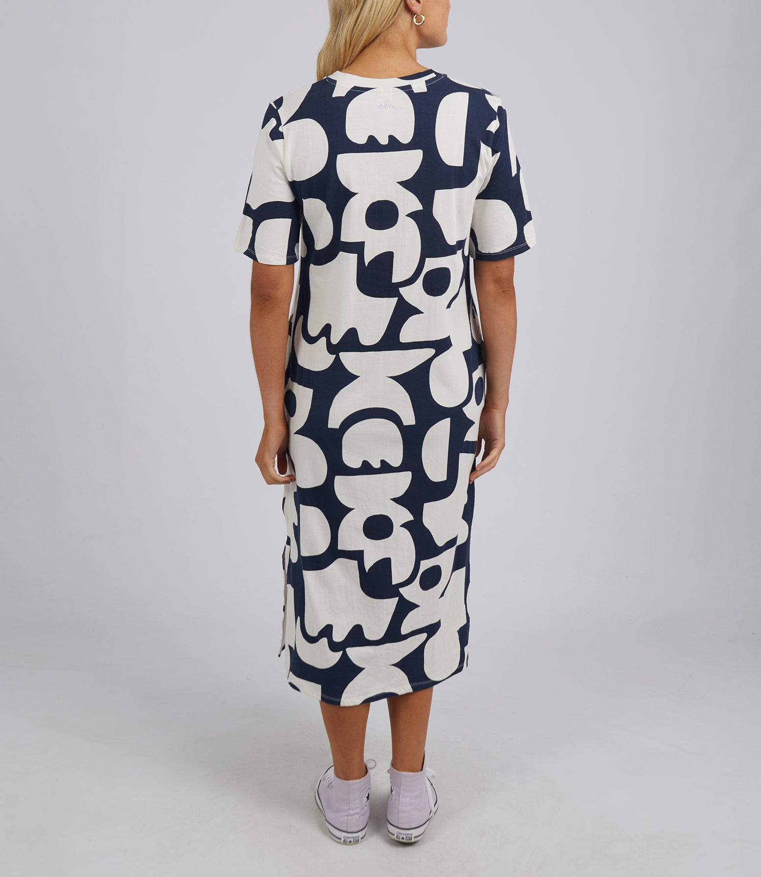 Miro Tee Dress Navy Geometric Print