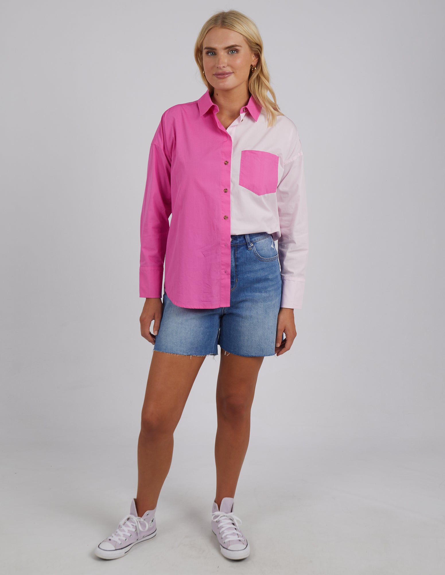 Delia Shirt Super Pink & Pale Pink Stripe