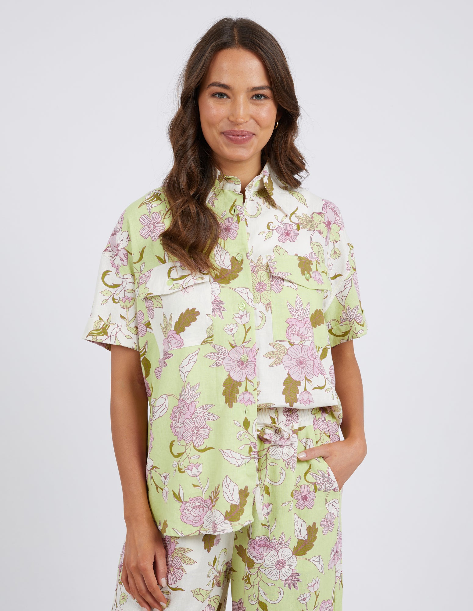 Emmeline Shirt Spliced Floral Print