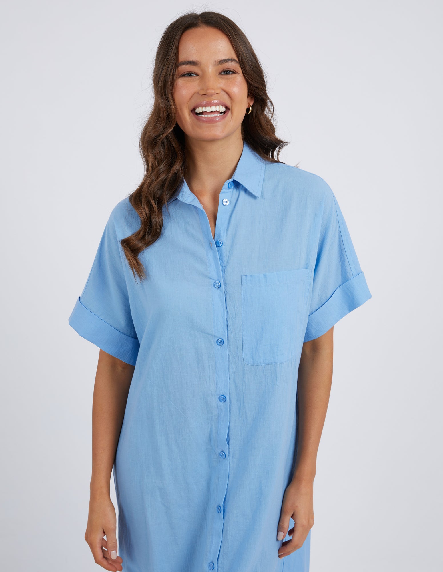 Blake Shirt Dress Azure Blue